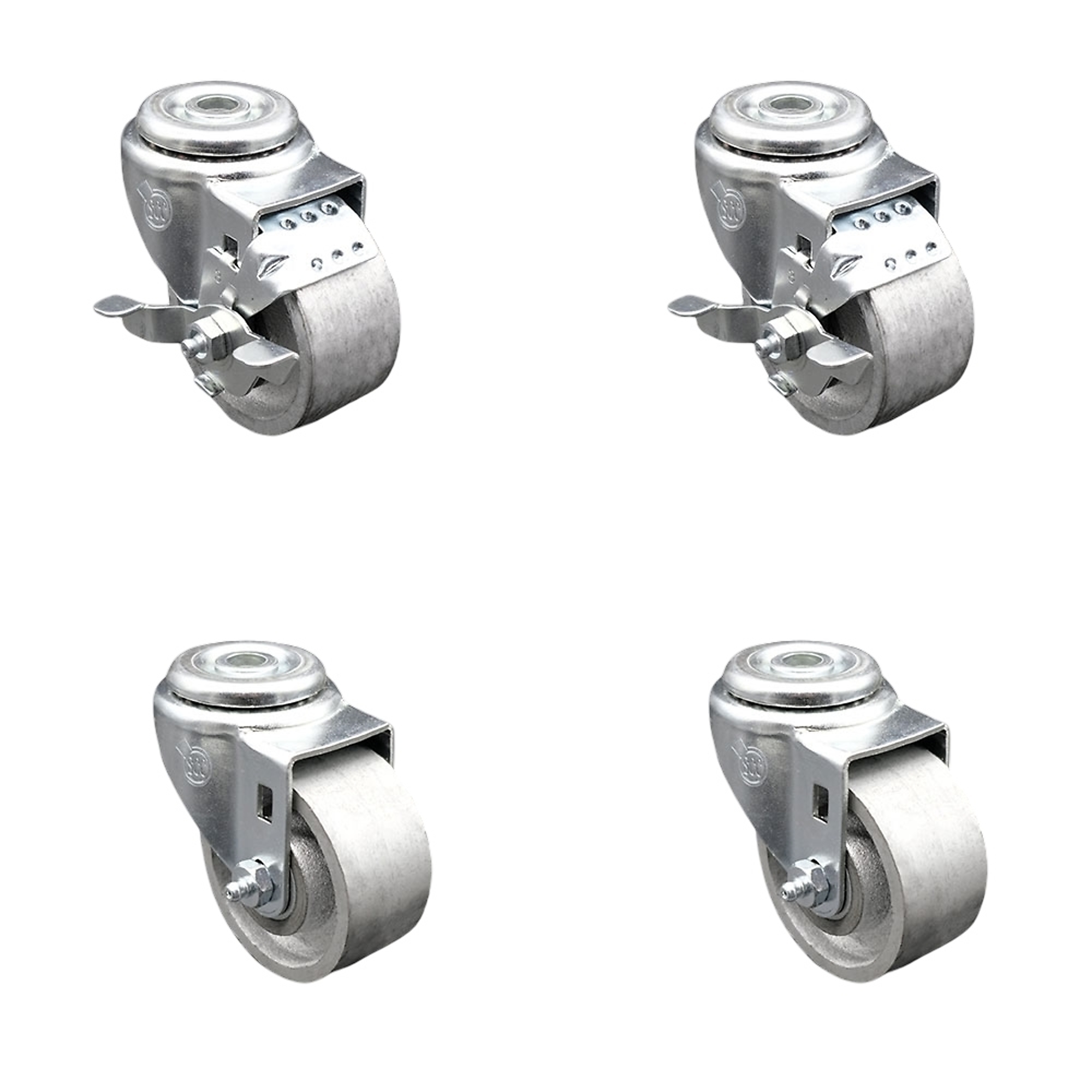 Service Caster, 3Inch x 1 1/2Inch Stem Casters, Wheel Diameter 3 in, Caster Type Swivel, Package (qty.) 4, Model SCC-BH20S315-SSR-2-TLB-2