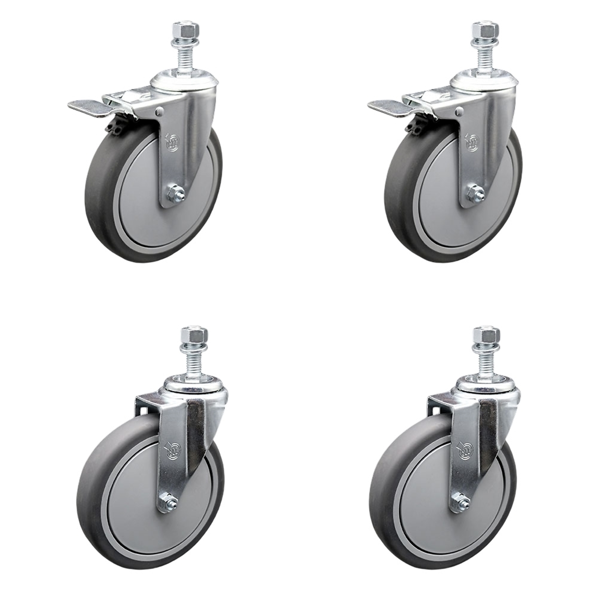 Service Caster, 6Inch x 1 1/4Inch Stem Casters, Wheel Diameter 6 in, Caster Type Swivel, Package (qty.) 4, Model SCC-TSTTL20S614-TPRB-M1215-2-S-2