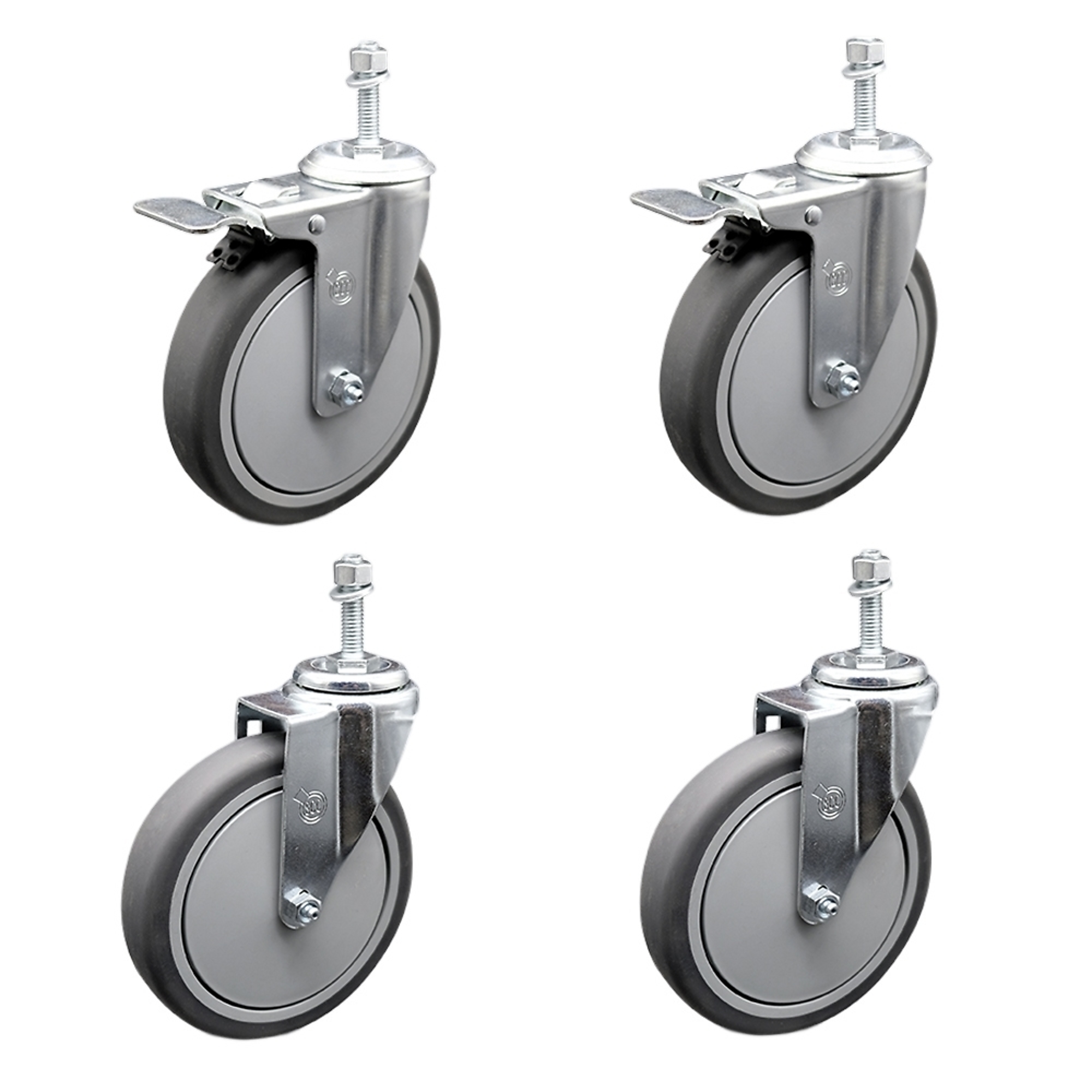 Service Caster, 6Inch x 1 1/4Inch Stem Casters, Wheel Diameter 6 in, Caster Type Swivel, Package (qty.) 4, Model SCC-TSTTL20S614-TPRB-381615-2-S-2