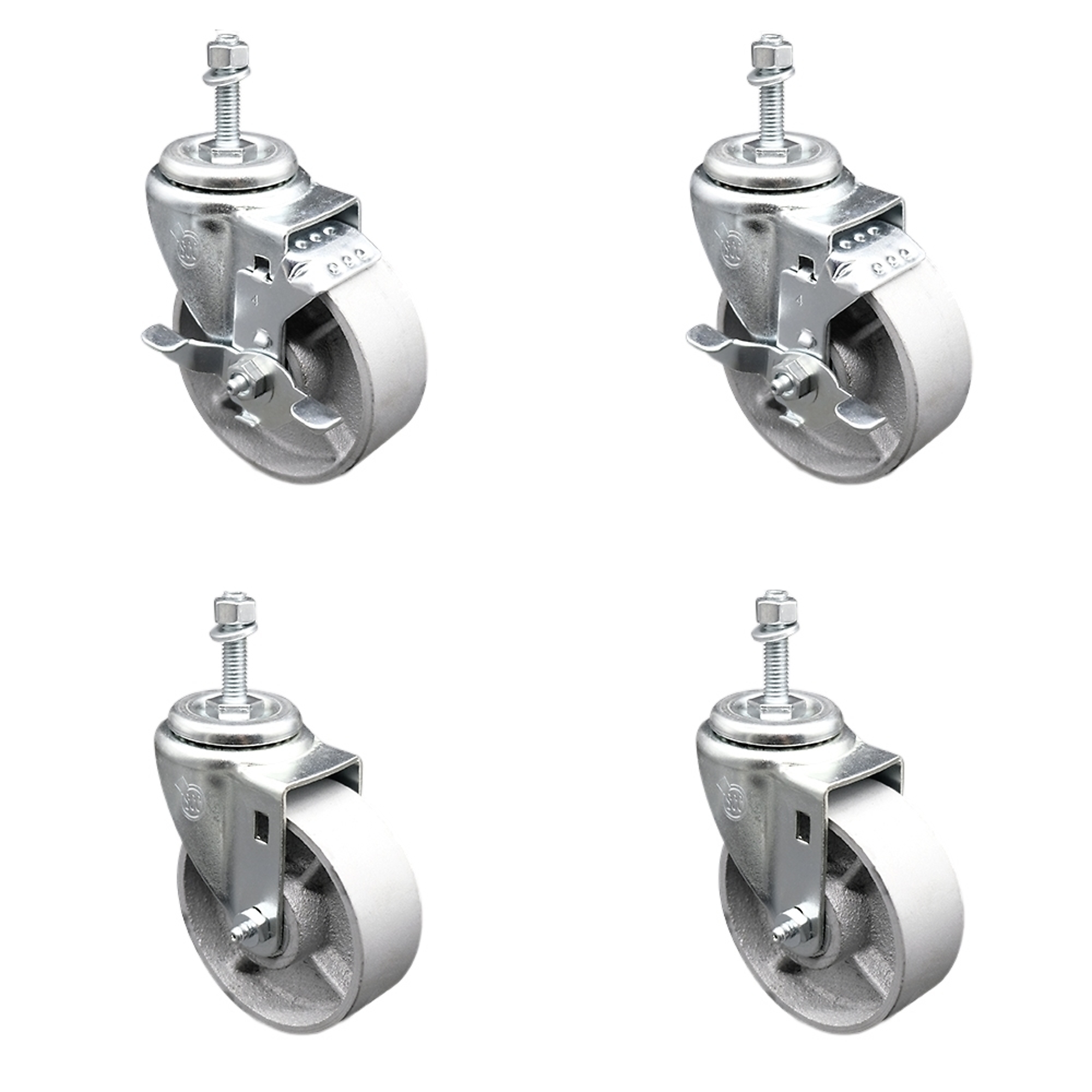 Service Caster, 4Inch x 1 1/2Inch Stem Casters, Wheel Diameter 4 in, Caster Type Swivel, Package (qty.) 4, Model SCC-TS20S415-SSR-M1015-2-TLB-2