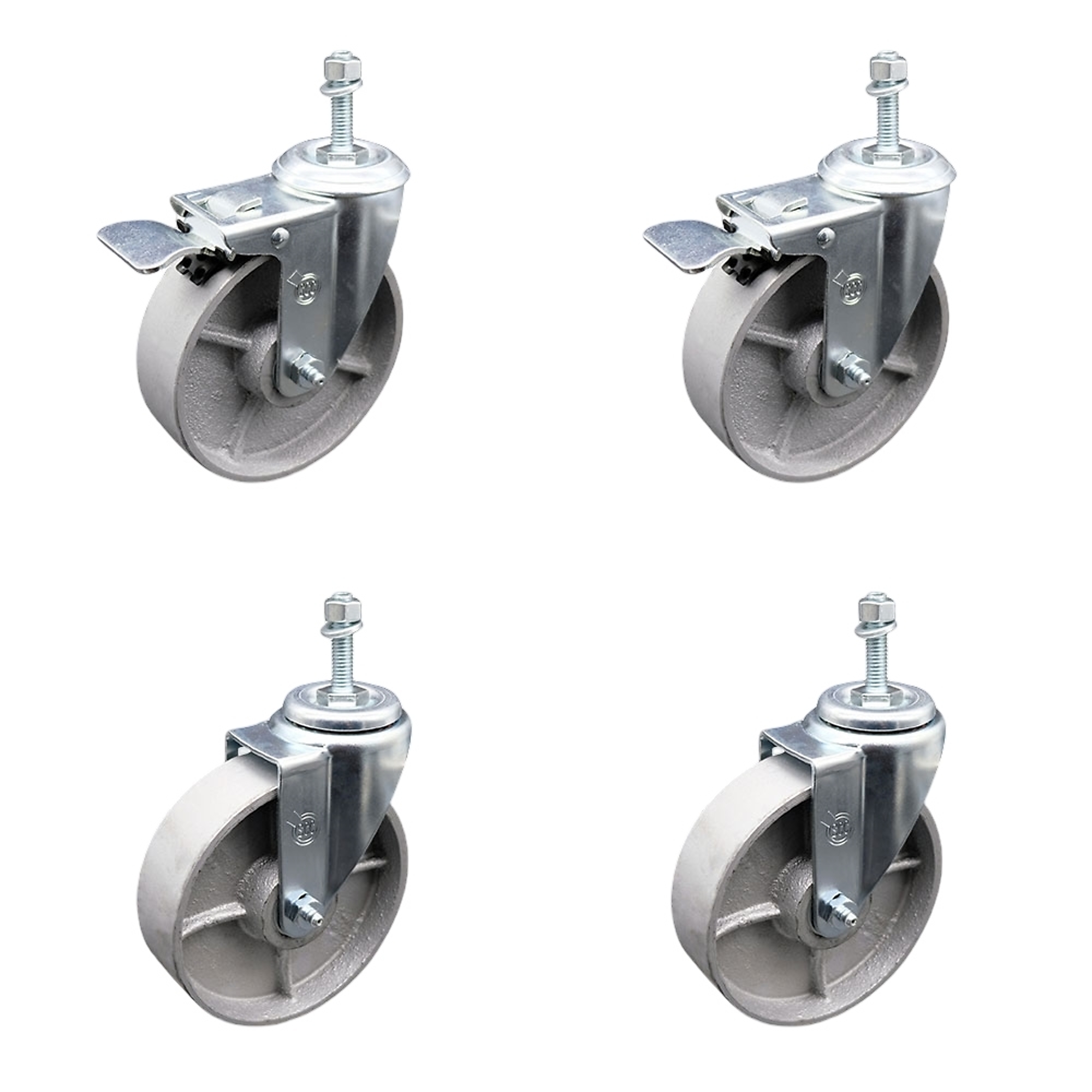 Service Caster, 5Inch x 1 1/2Inch Stem Casters, Wheel Diameter 5 in, Caster Type Swivel, Package (qty.) 4, Model SCC-TSTTL20S515-SSR-M1015-2-S-2