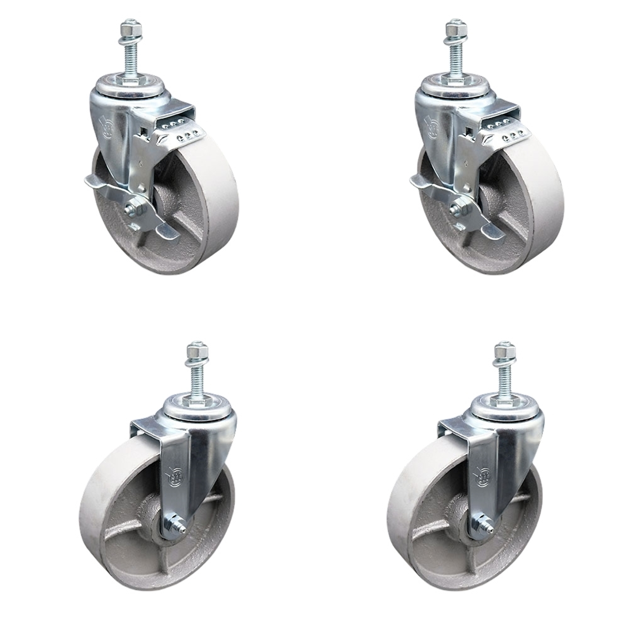 Service Caster, 5Inch x 1 1/2Inch Stem Casters, Wheel Diameter 5 in, Caster Type Swivel, Package (qty.) 4, Model SCC-TS20S515-SSR-M1015-2-TLB-2