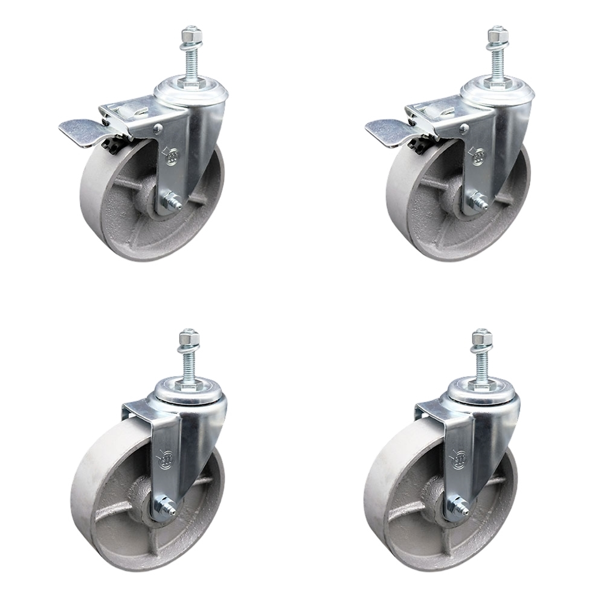 Service Caster, 5Inch x 1 1/2Inch Stem Casters, Wheel Diameter 5 in, Caster Type Swivel, Package (qty.) 4, Model SCC-TSTTL20S515-SSR-381615-2-S-2