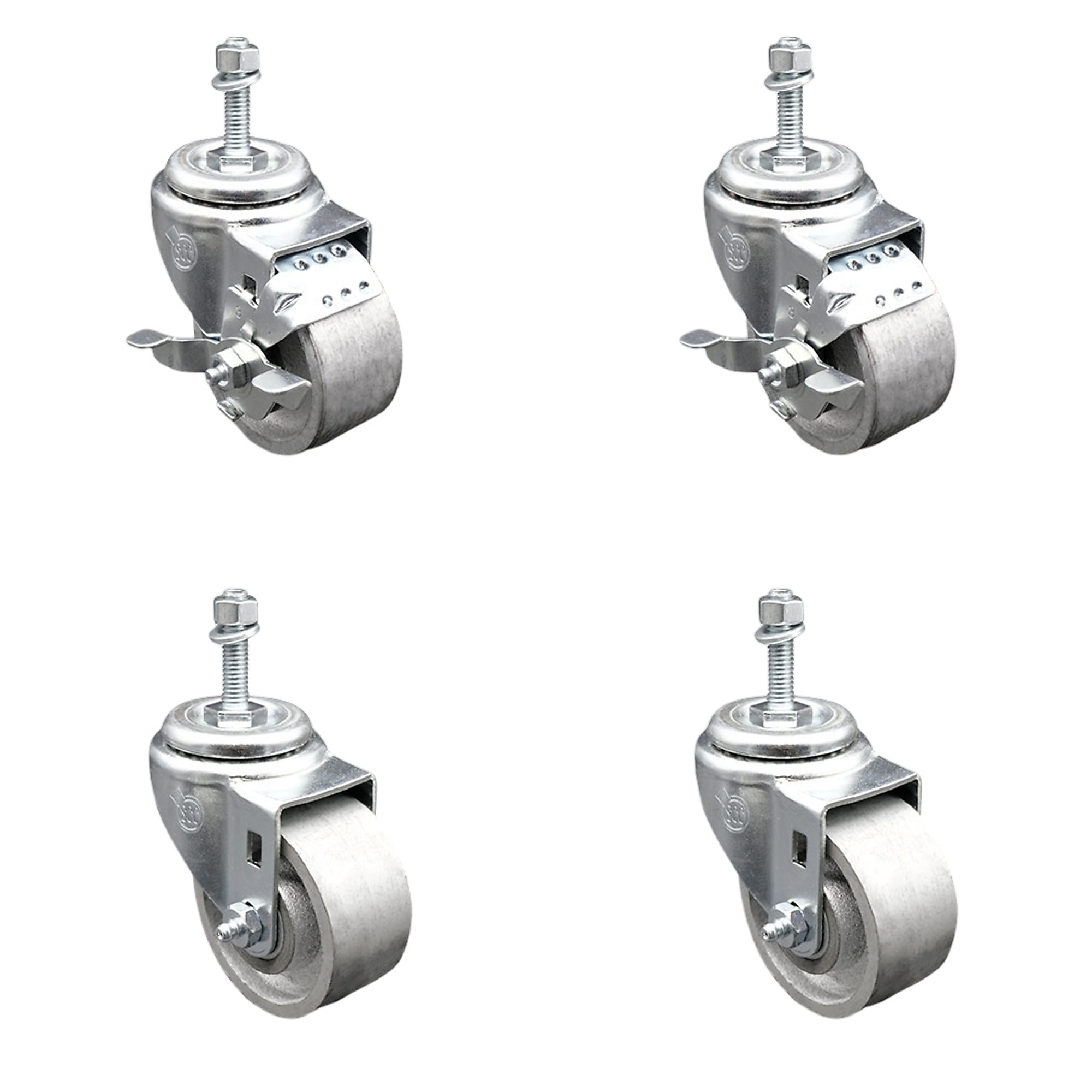 Service Caster, 3Inch x 1 1/4Inch Stem Casters, Wheel Diameter 3 in, Caster Type Swivel, Package (qty.) 4, Model SCC-TS20S314-SSS-381615-2-TLB-2