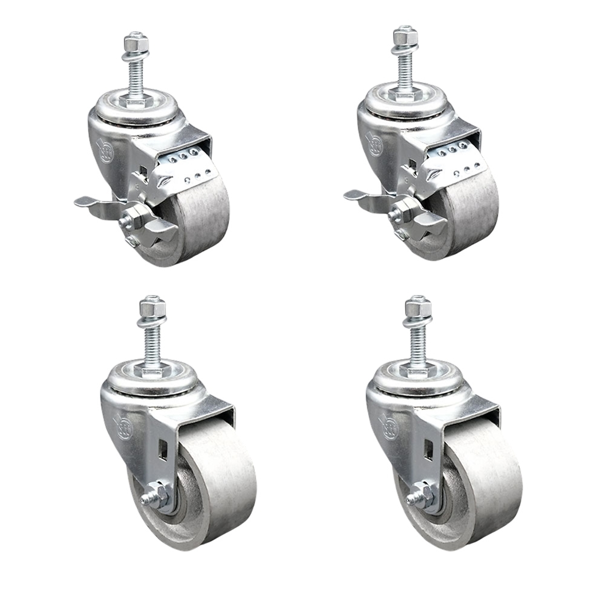 Service Caster, 3Inch x 1 1/4Inch Stem Casters, Wheel Diameter 3 in, Caster Type Swivel, Package (qty.) 4, Model SCC-TS20S314-SSS-M1015-2-TLB-2