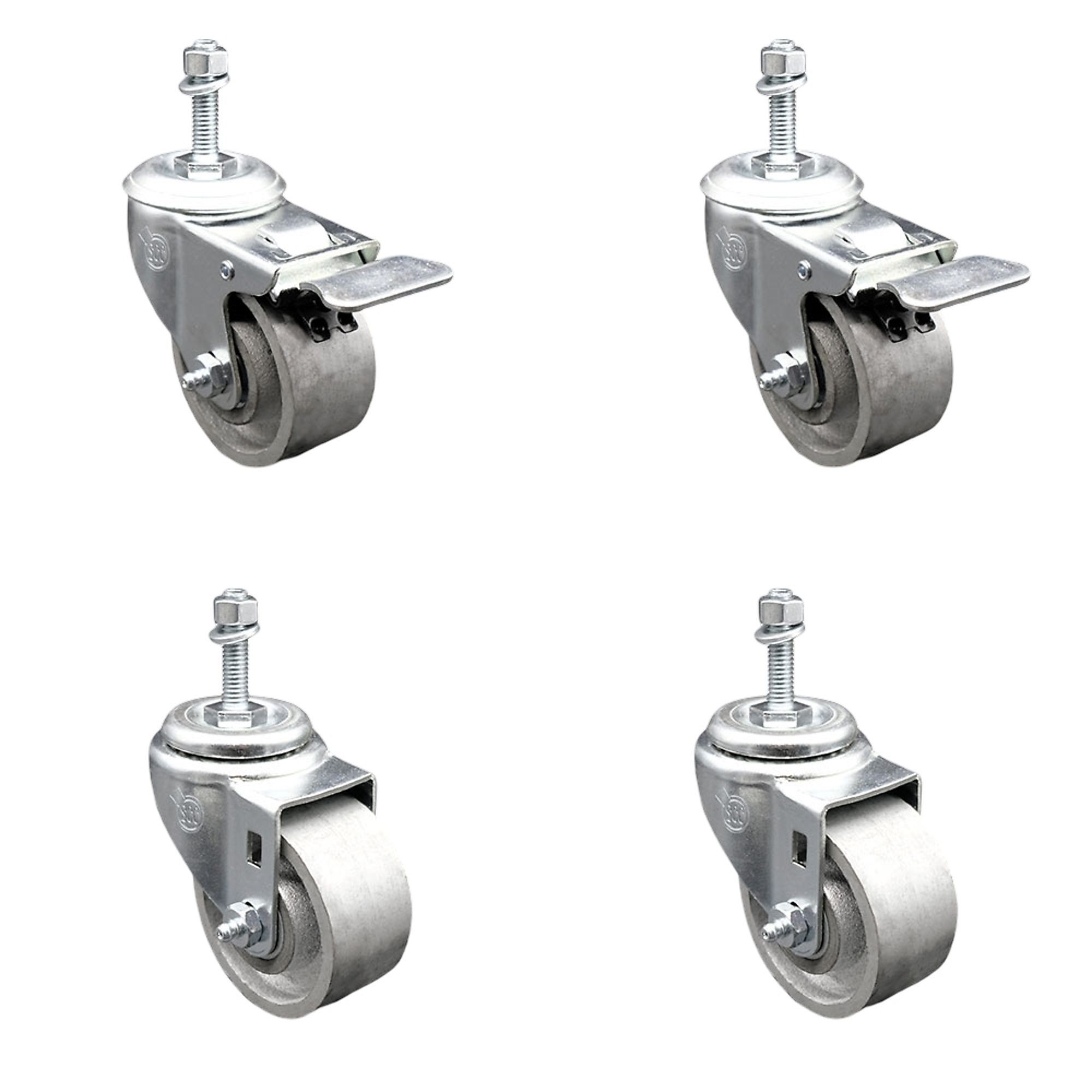 Service Caster, 3Inch x 1 1/4Inch Stem Casters, Wheel Diameter 3 in, Caster Type Swivel, Package (qty.) 4, Model SCC-TSTTL20S314-SSS-381615-2-S-2