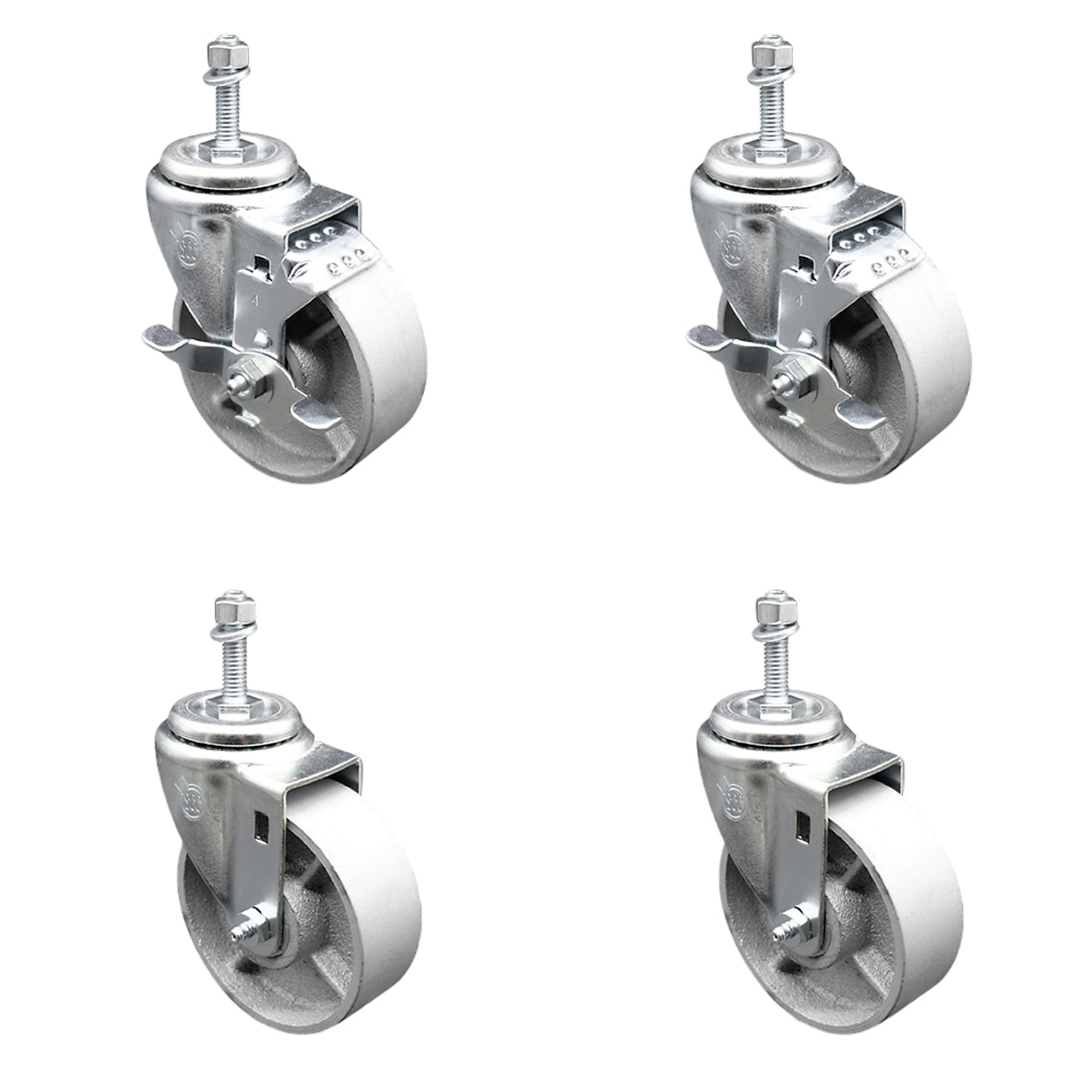 Service Caster, 4Inch x 1 1/4Inch Stem Casters, Wheel Diameter 4 in, Caster Type Swivel, Package (qty.) 4, Model SCC-TS20S414-SSS-M1015-2-TLB-2