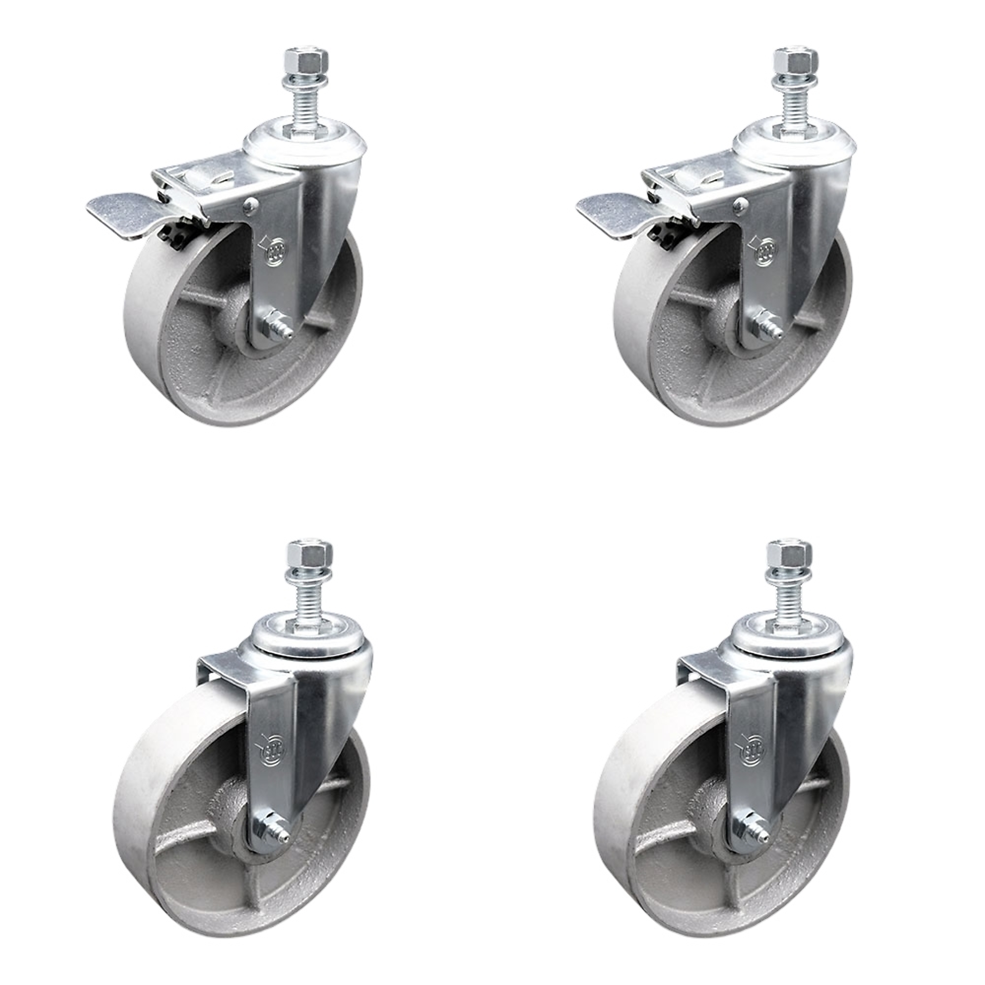 Service Caster, 5Inch x 1 1/4Inch Stem Casters, Wheel Diameter 5 in, Caster Type Swivel, Package (qty.) 4, Model SCC-TSTTL20S514-SSS-M1215-2-S-2