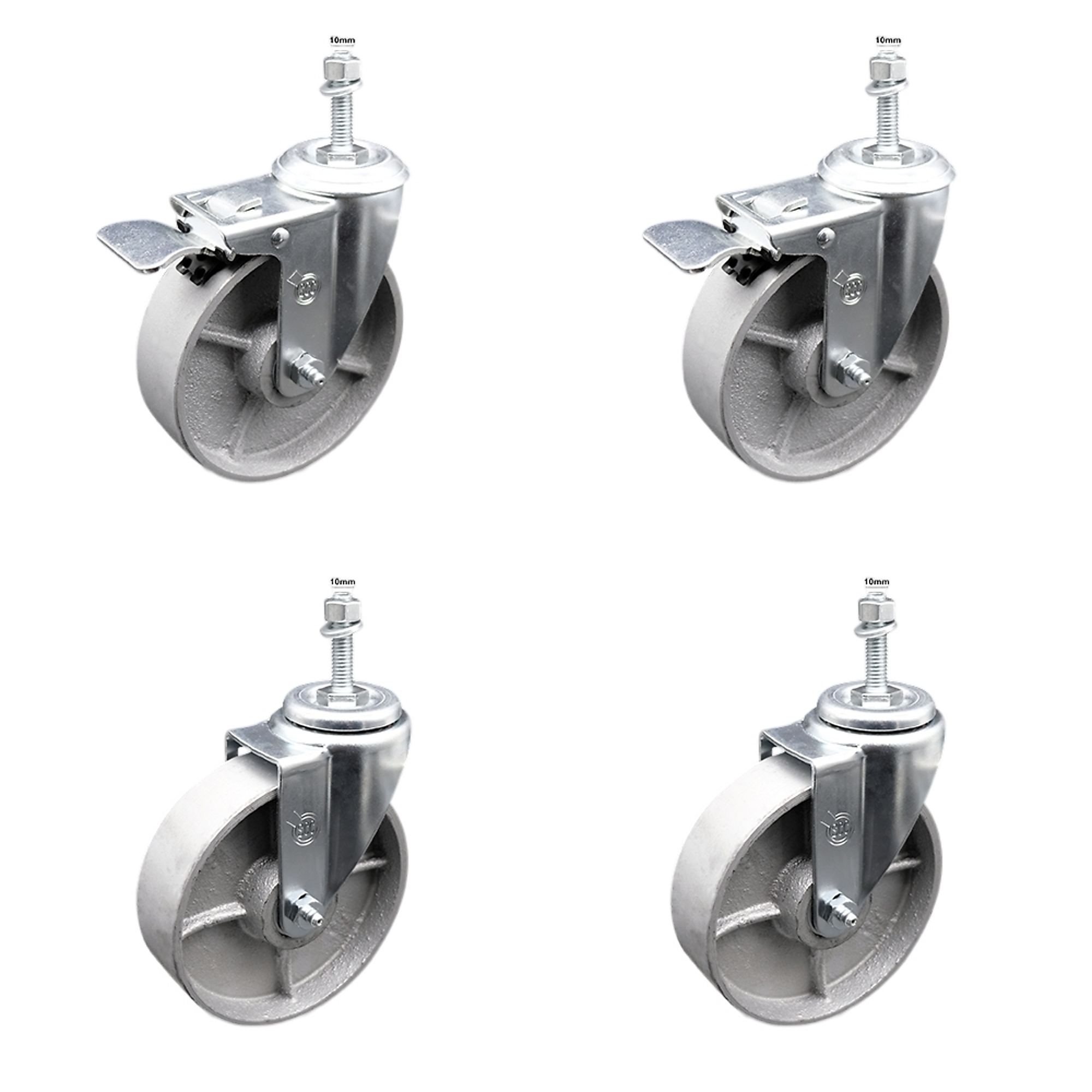 Service Caster, 5Inch x 1 1/4Inch Stem Casters, Wheel Diameter 5 in, Caster Type Swivel, Package (qty.) 4, Model SCC-TSTTL20S514-SSS-M1015-2-S-2