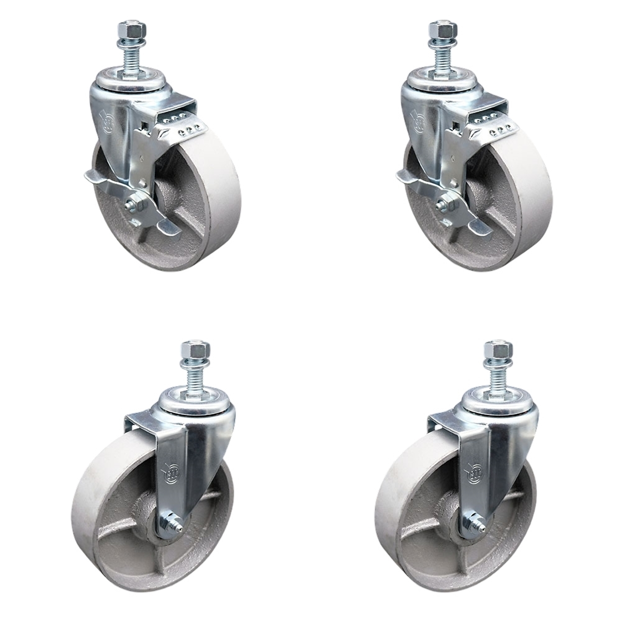 Service Caster, 5Inch x 1 1/2Inch Stem Casters, Wheel Diameter 5 in, Caster Type Swivel, Package (qty.) 4, Model SCC-TS20S515-SSR-M1215-2-TLB-2