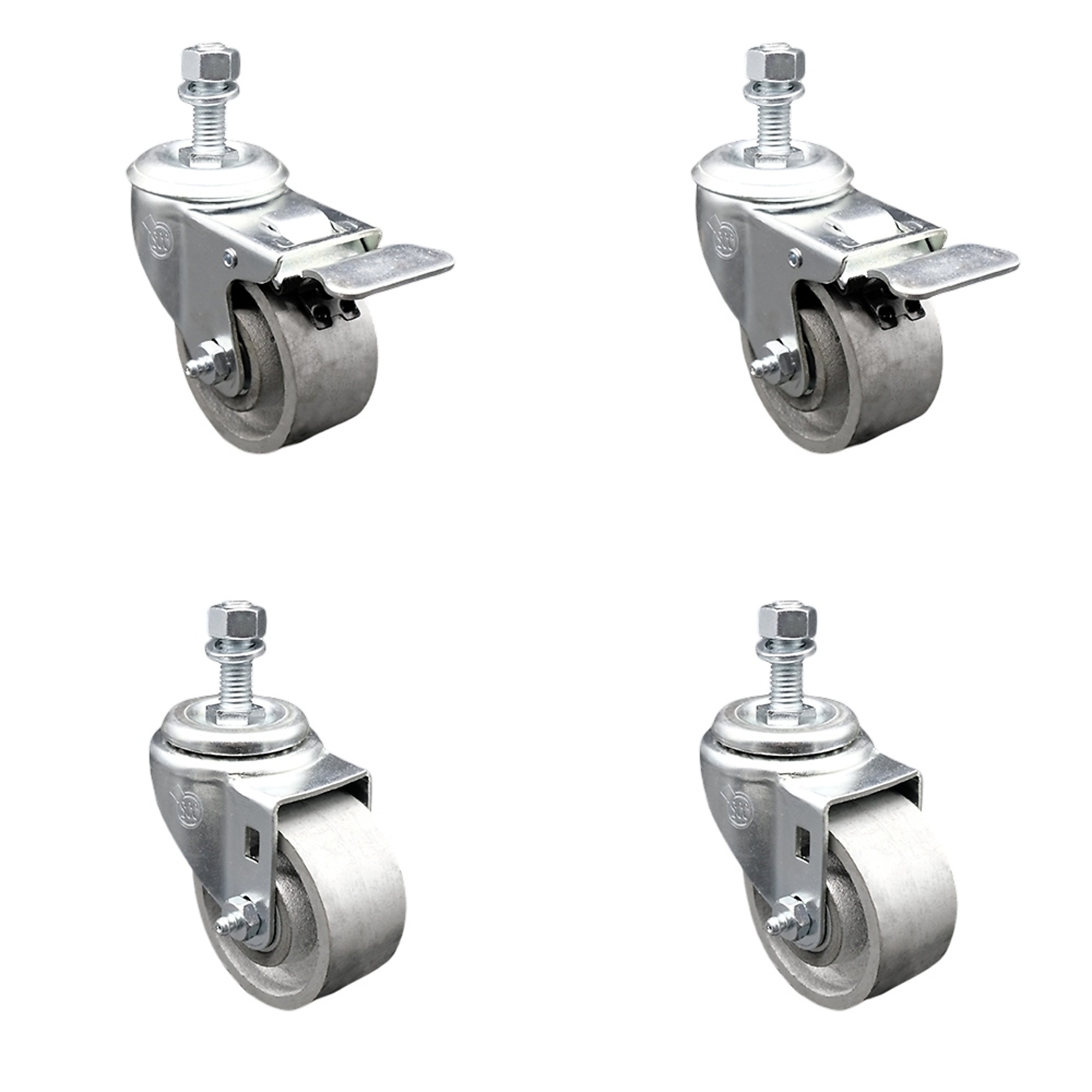 Service Caster, 3Inch x 1 1/4Inch Stem Casters, Wheel Diameter 3 in, Caster Type Swivel, Package (qty.) 4, Model SCC-TSTTL20S314-SSS-121315-2-S-2