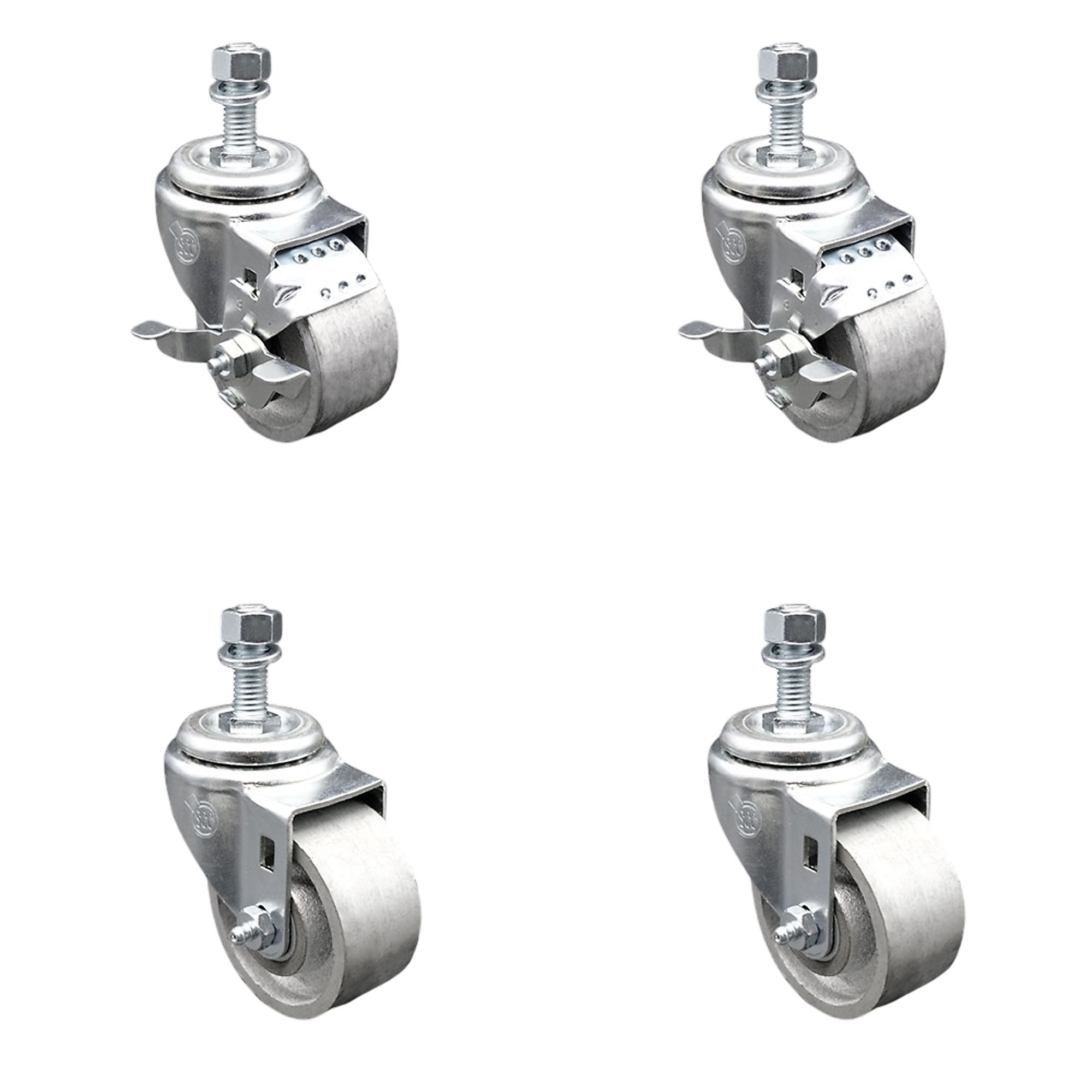 Service Caster, 3Inch x 1 1/4Inch Stem Casters, Wheel Diameter 3 in, Caster Type Swivel, Package (qty.) 4, Model SCC-TS20S314-SSS-M1215-2-TLB-2