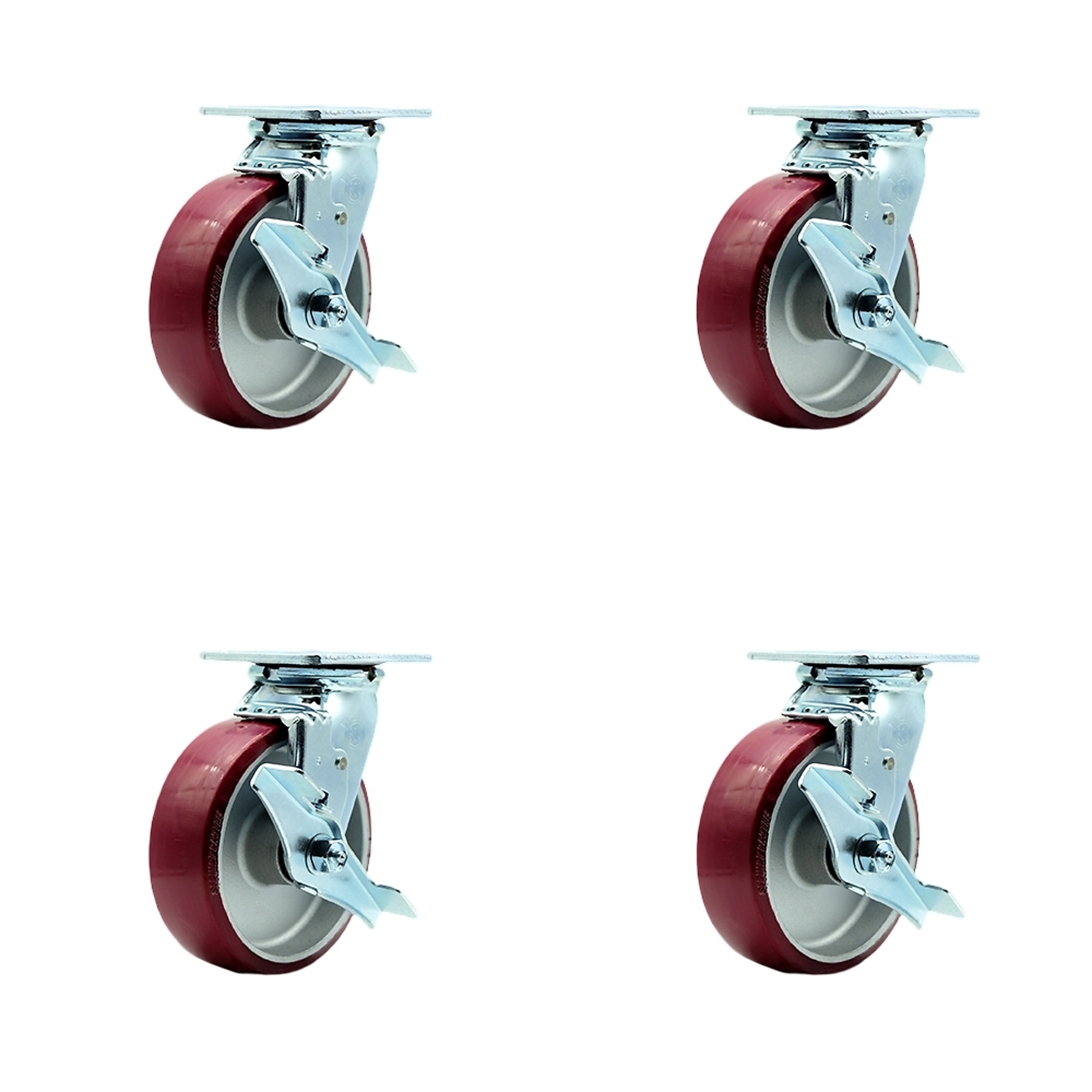 Service Caster, 6Inch x 2Inch Plate Casters, Wheel Diameter 6 in, Caster Type Swivel, Package (qty.) 4, Model SCC-30CS620-PAR-TLB-BSL-2-TLB-2