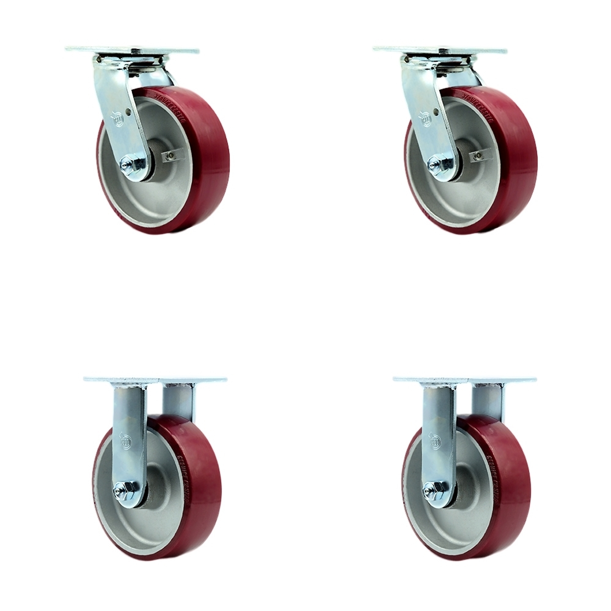 Service Caster, 6Inch x 2Inch Plate Casters, Wheel Diameter 6 in, Caster Type Swivel, Package (qty.) 4, Model SCC-SS30S620-PAR-2-R-2