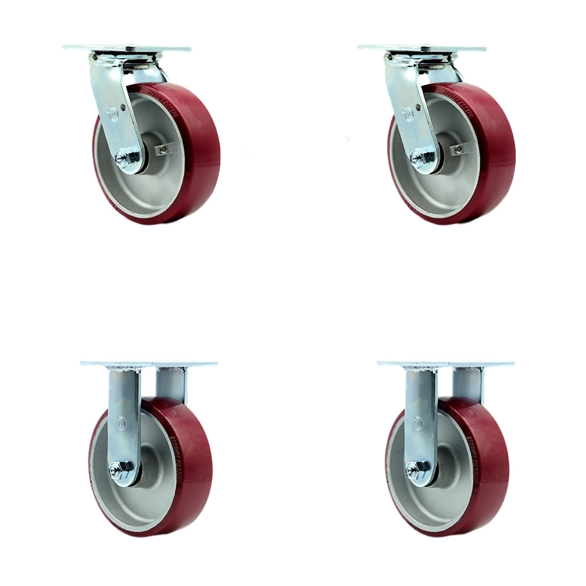 Service Caster, 6Inch x 2Inch Plate Casters, Wheel Diameter 6 in, Caster Type Swivel, Package (qty.) 4, Model SCC-SS30S620-PAR-BSL-2-R-2