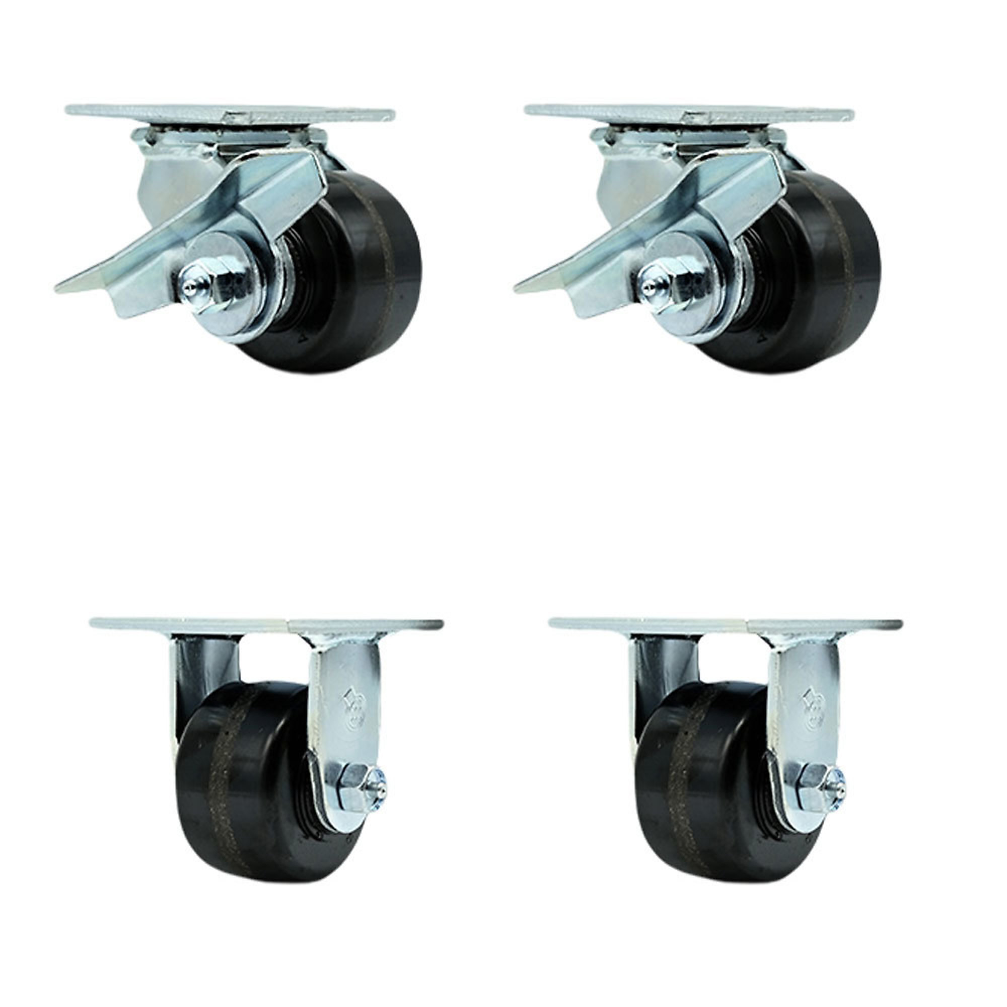 Service Caster, 3 1/4Inch x 2Inch Plate Casters, Wheel Diameter 3.25 in, Caster Type Swivel, Package (qty.) 4, Model SCC-30CS3420-PHR-SLB-BSL-2-R-2