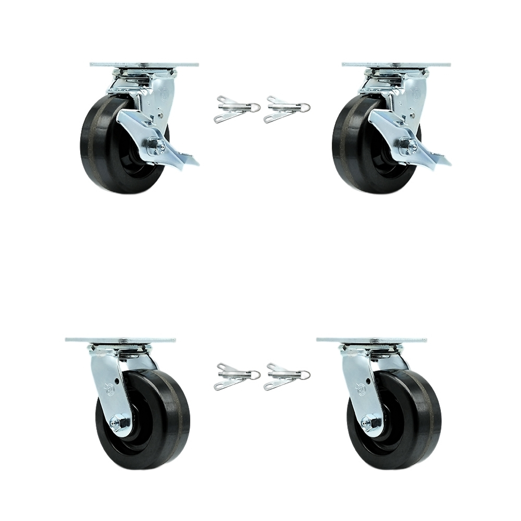 Service Caster, 5Inch x 2Inch Plate Casters, Wheel Diameter 5 in, Caster Type Swivel, Package (qty.) 4, Model SCC-30CS520-PHR-TLB-BSL-2-BSL-2