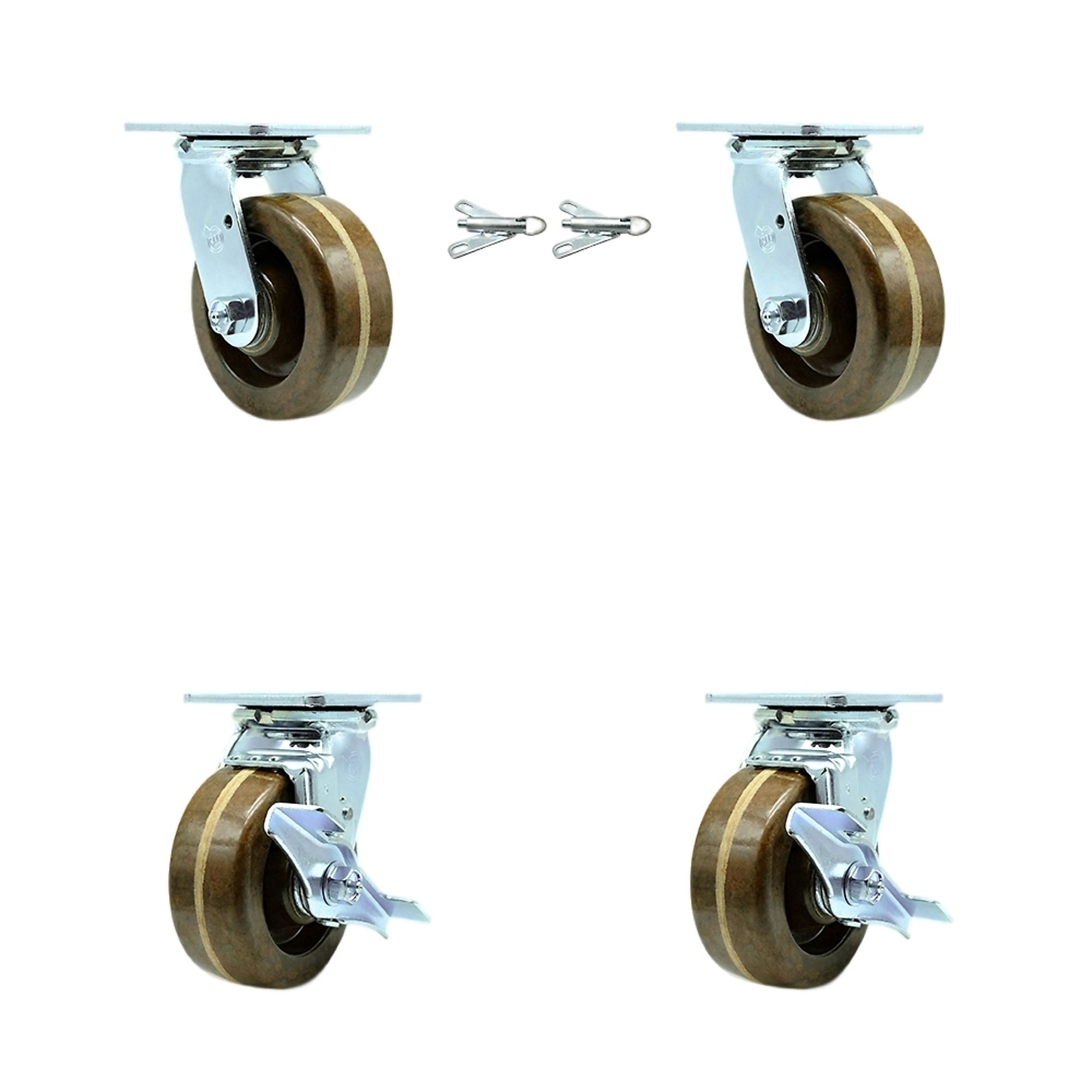 Service Caster, 5Inch x 2Inch Plate Casters, Wheel Diameter 5 in, Caster Type Swivel, Package (qty.) 4, Model SCC-30CS520-PHRHT-BSL-2-TLB-2