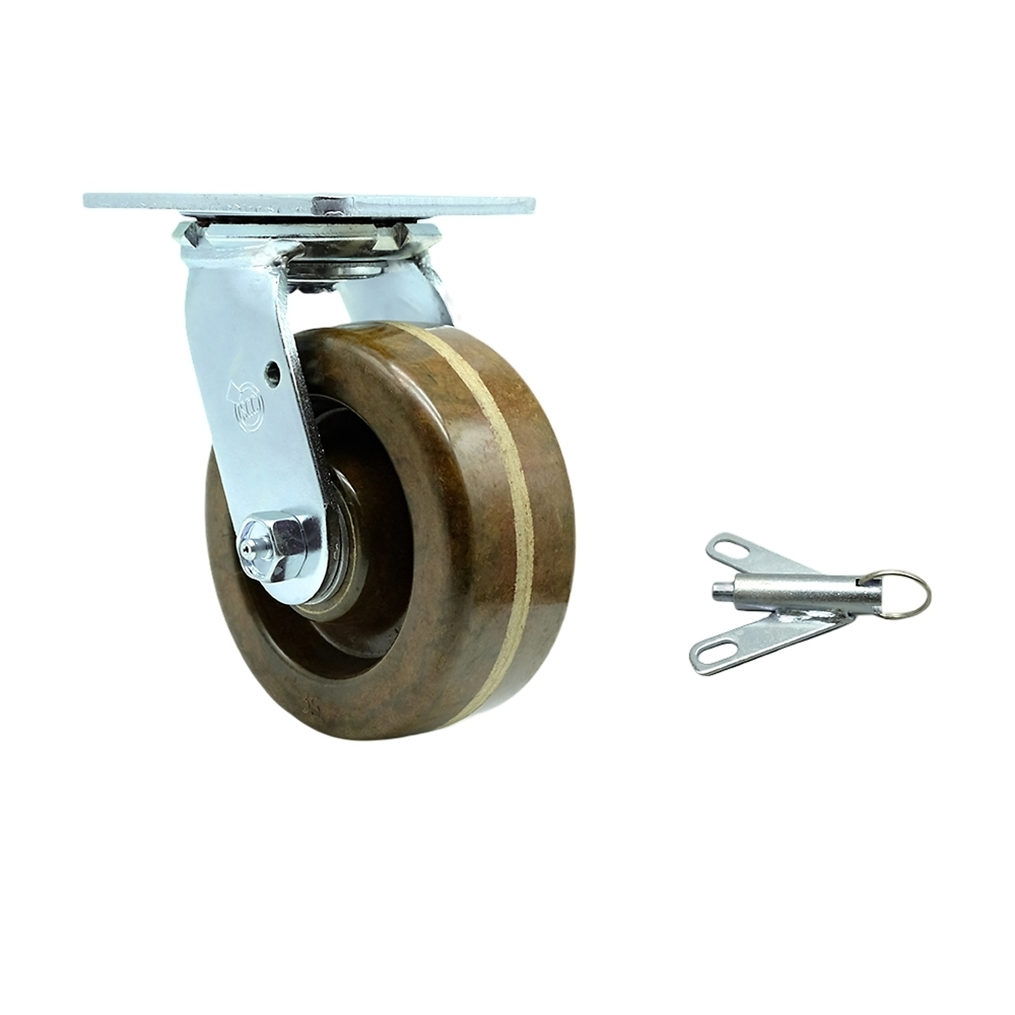 Service Caster, 5Inch x 2Inch Plate Caster, Wheel Diameter 5 in, Caster Type Swivel, Package (qty.) 1, Model SCC-30CS520-PHRHT-BSL