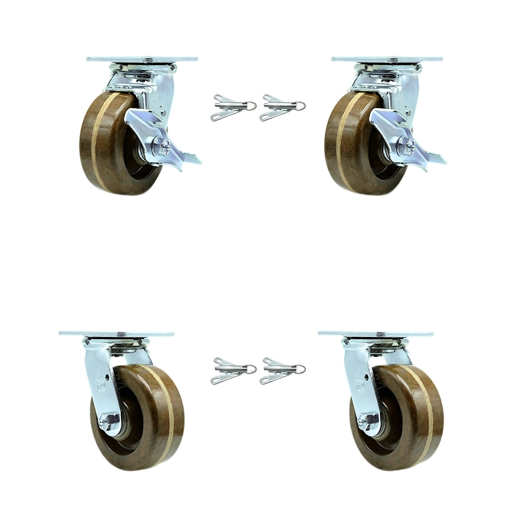 Service Caster, 5Inch x 2Inch Plate Casters, Wheel Diameter 5 in, Caster Type Swivel, Package (qty.) 4, Model SCC-30CS520-PHRHT-TLB-BSL-2-BSL-2