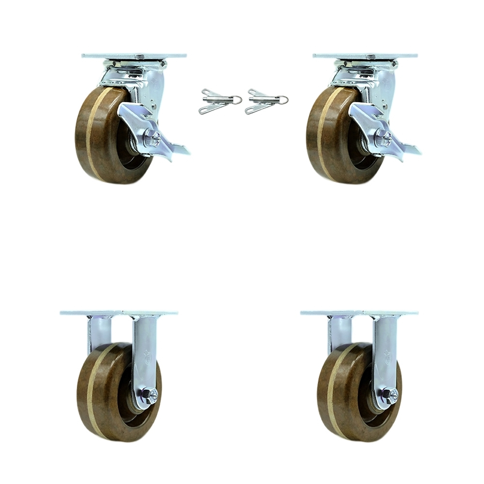 Service Caster, 5Inch x 2Inch Plate Casters, Wheel Diameter 5 in, Caster Type Swivel, Package (qty.) 4, Model SCC-30CS520-PHRHT-TLB-BSL-2-R-2