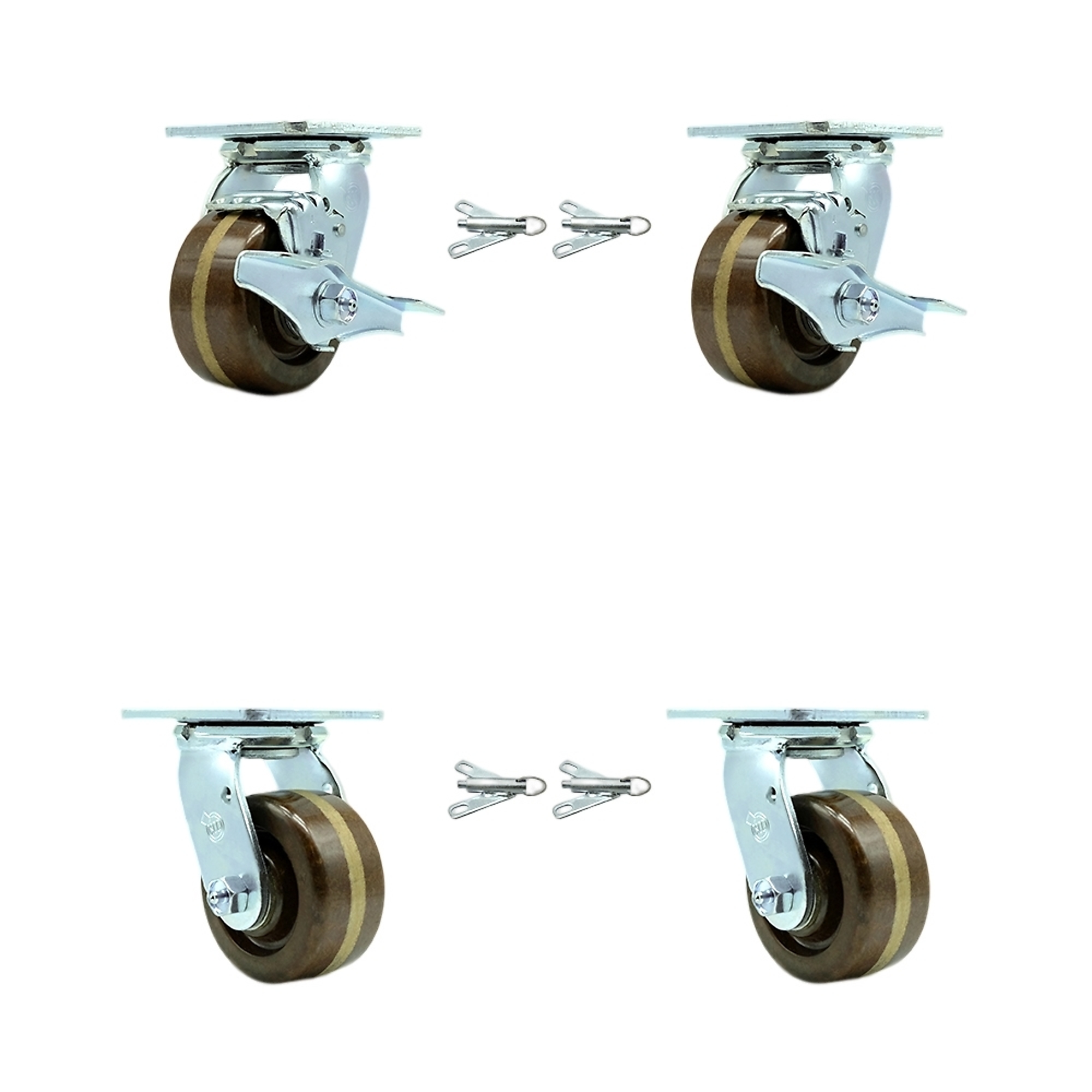 Service Caster, 4Inch x 2Inch Plate Casters, Wheel Diameter 4 in, Caster Type Swivel, Package (qty.) 4, Model SCC-30CS420-PHRHT-TLB-BSL-2-BSL-2