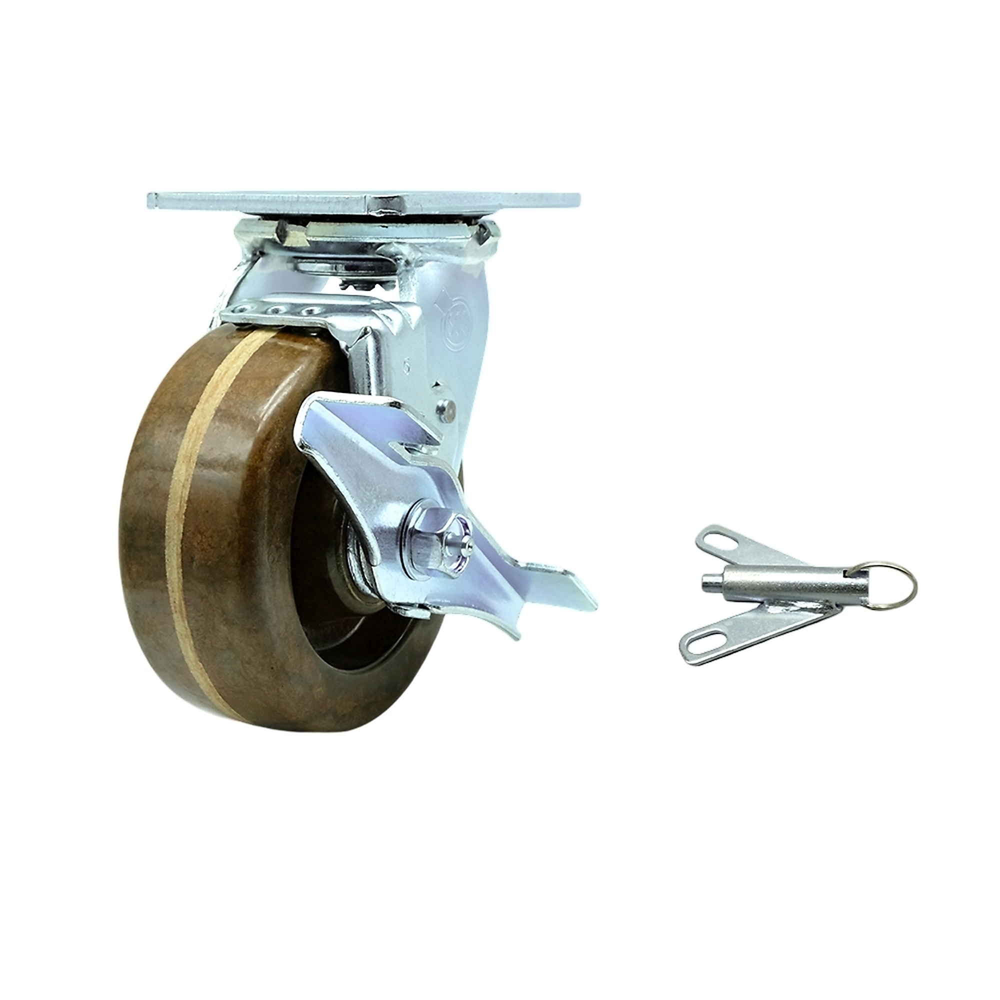 Service Caster, 5Inch x 2Inch Plate Caster, Wheel Diameter 5 in, Caster Type Swivel, Package (qty.) 1, Model SCC-30CS520-PHRHT-TLB-BSL