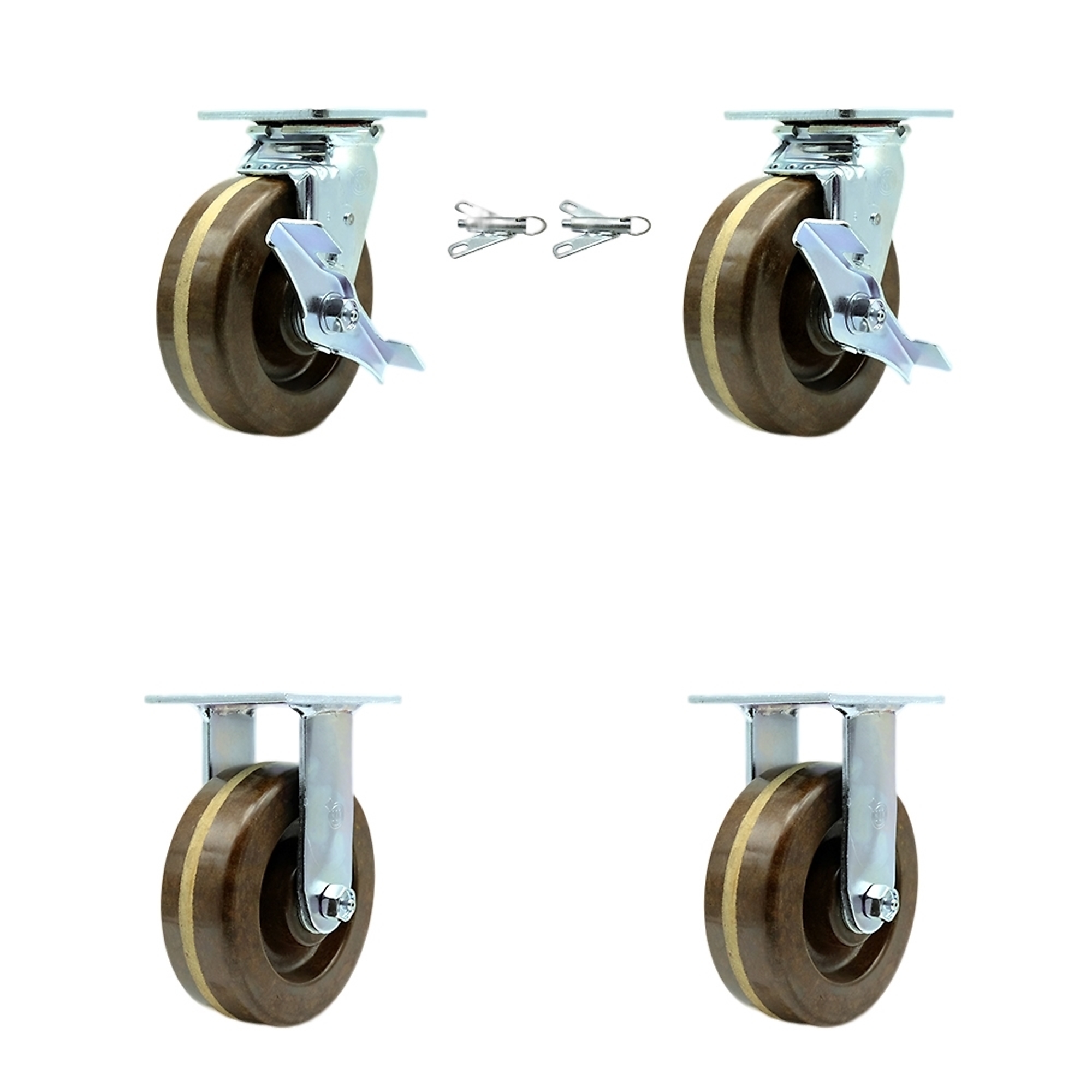 Service Caster, 6Inch x 2Inch Plate Casters, Wheel Diameter 6 in, Caster Type Swivel, Package (qty.) 4, Model SCC-30CS620-PHRHT-TLB-BSL-2-R-2