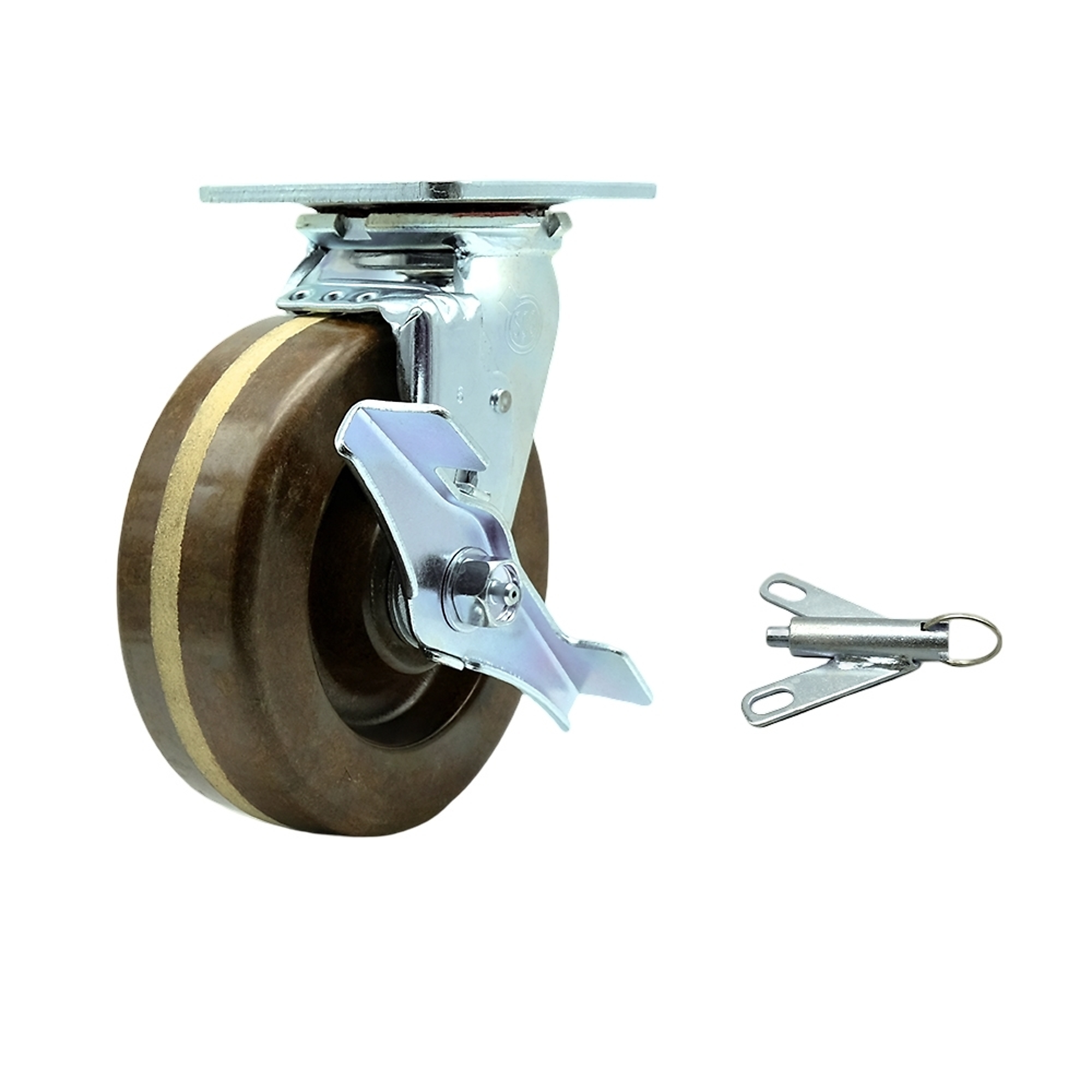 Service Caster, 6Inch x 2Inch Plate Caster, Wheel Diameter 6 in, Caster Type Swivel, Package (qty.) 1, Model SCC-30CS620-PHRHT-TLB-BSL