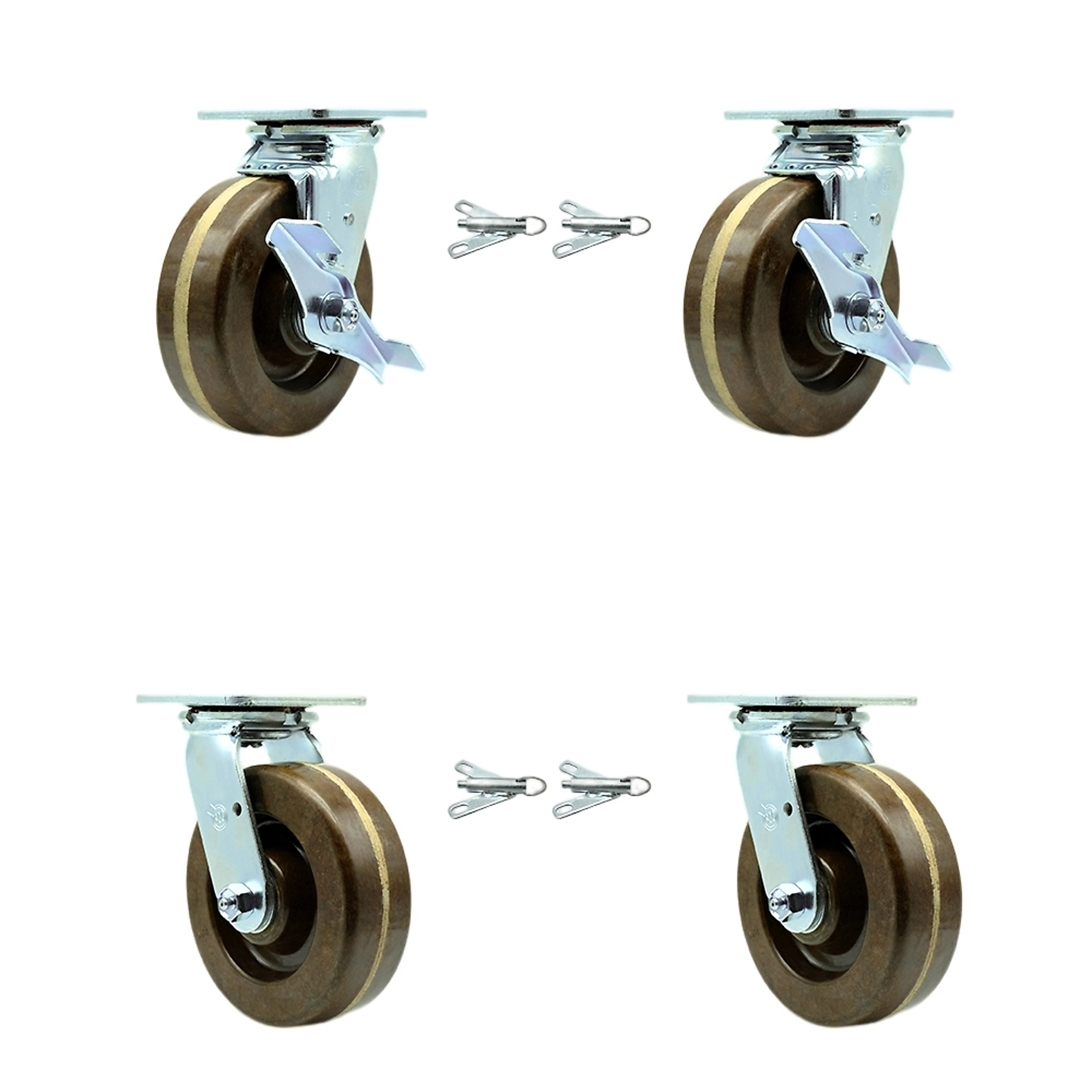 Service Caster, 6Inch x 2Inch Plate Casters, Wheel Diameter 6 in, Caster Type Swivel, Package (qty.) 4, Model SCC-30CS620-PHRHT-TLB-BSL-2-BSL-2