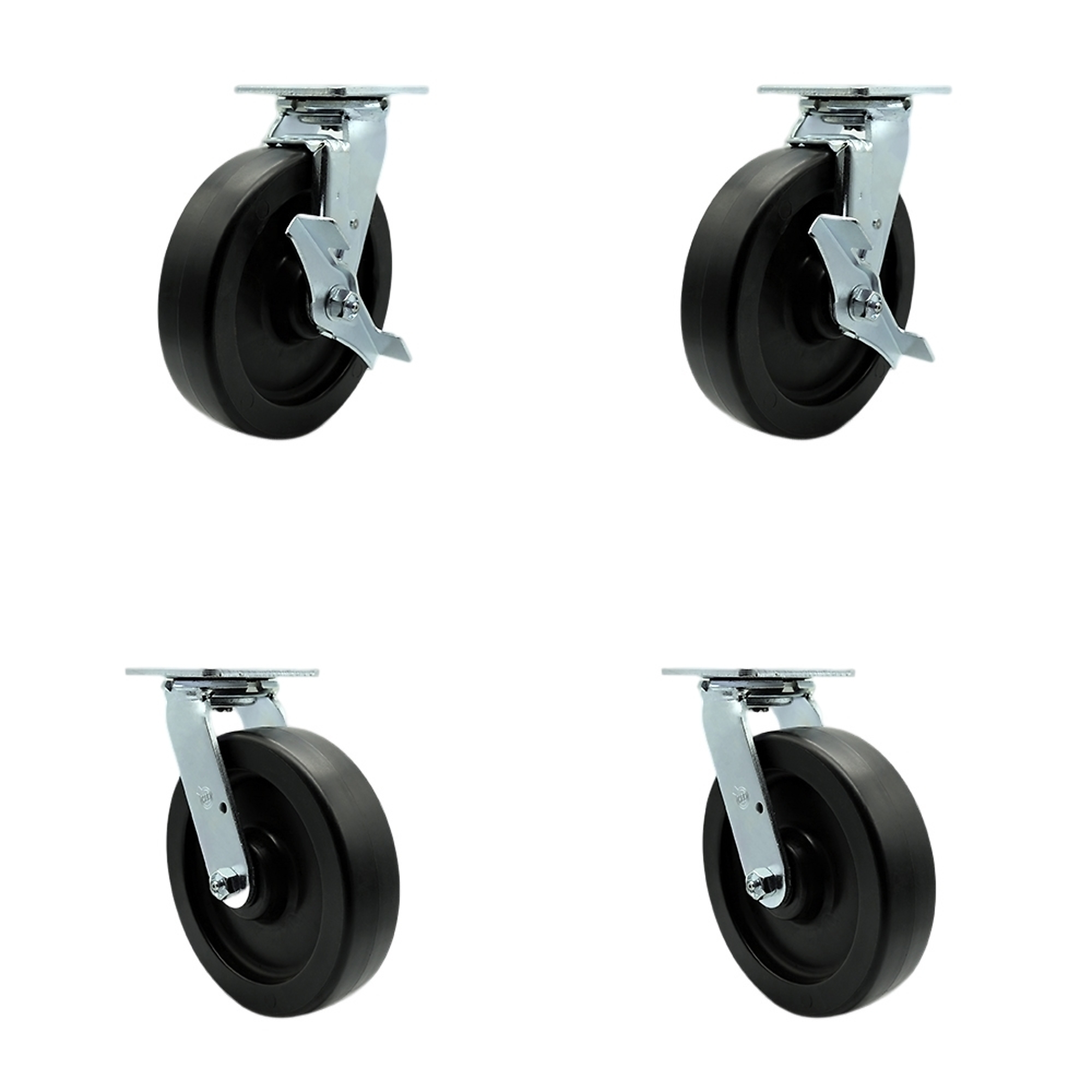 Service Caster, 8Inch x 2Inch Plate Casters, Wheel Diameter 8 in, Caster Type Swivel, Package (qty.) 4, Model SCC-SS30S820-POR-TLB-BSL-2-BSL-2