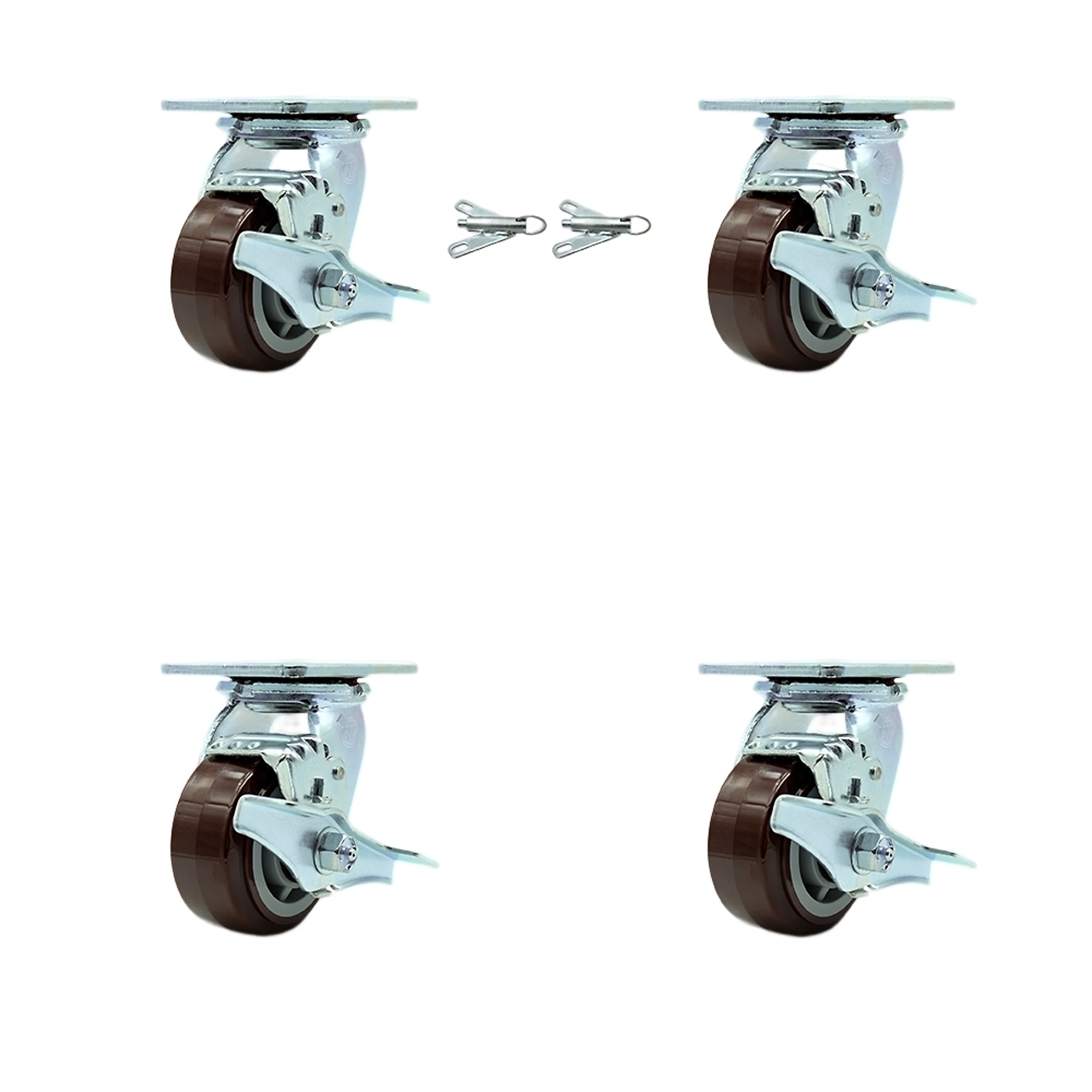 Service Caster, 4Inch x 2Inch Plate Casters, Wheel Diameter 4 in, Caster Type Swivel, Package (qty.) 4, Model SCC-30CS420-PPUR-TLB-BSL-2-TLB-2