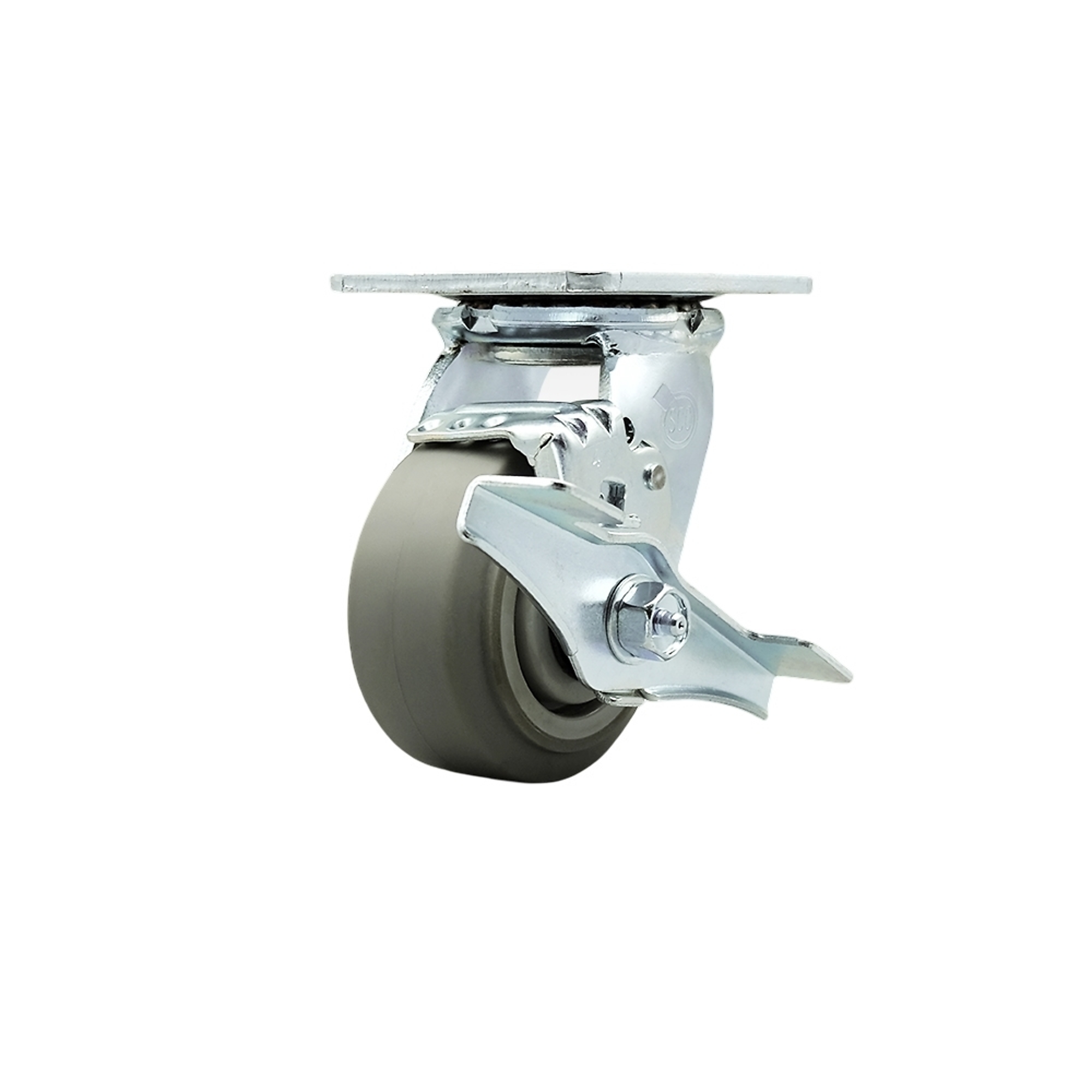 Service Caster, 4Inch x 2Inch Plate Caster, Wheel Diameter 4 in, Caster Type Swivel, Package (qty.) 1, Model SCC-SS30S420-TPRRF-TLB