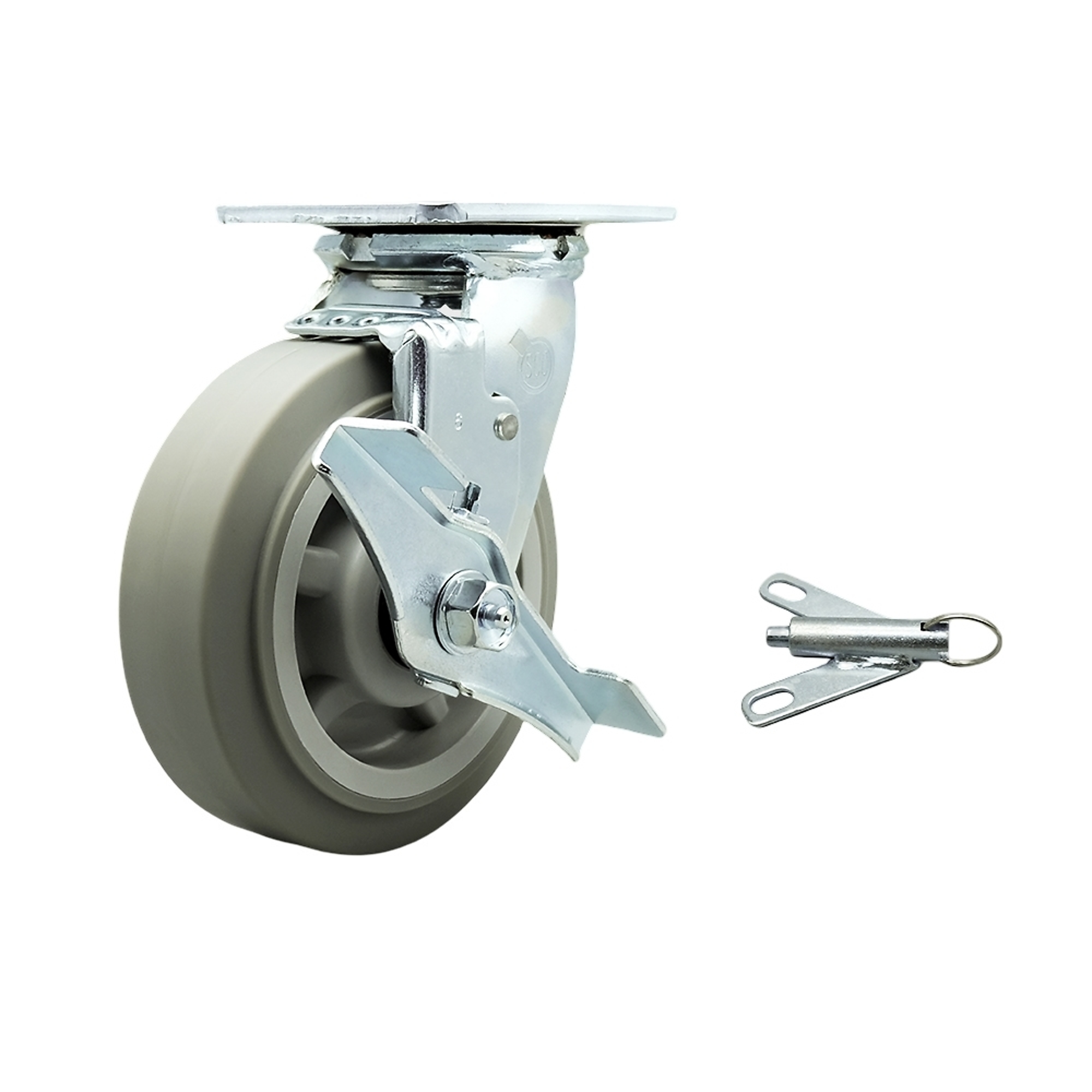 Service Caster, 6Inch x 2Inch Plate Caster, Wheel Diameter 6 in, Caster Type Swivel, Package (qty.) 1, Model SCC-SS30S620-TPRRF-TLB-BSL