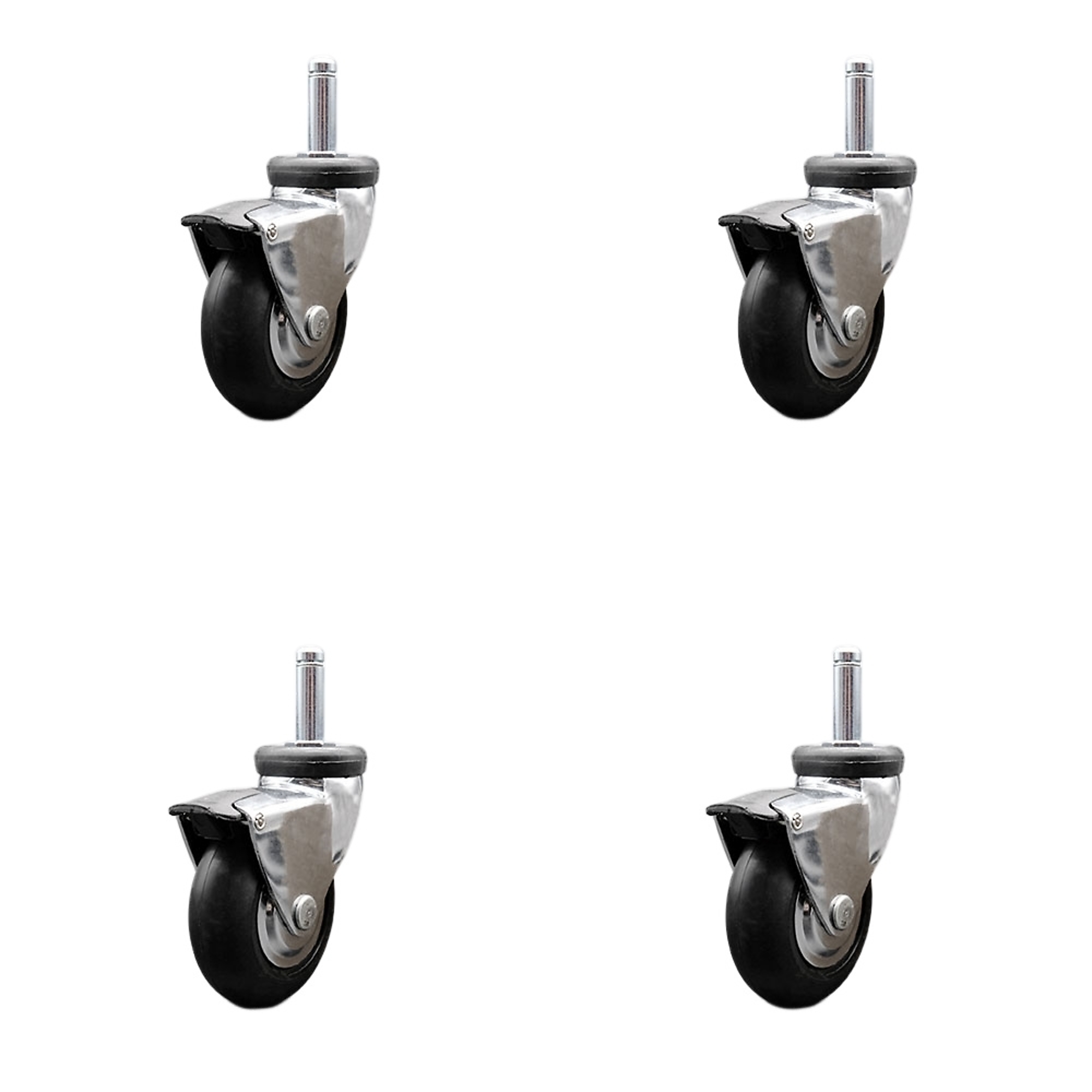 Service Caster, 3Inch x 15/16Inch Stem Casters, Wheel Diameter 3 in, Caster Type Swivel, Package (qty.) 4, Model SCC-GR03S310-NPRB-BC-B-716138-4