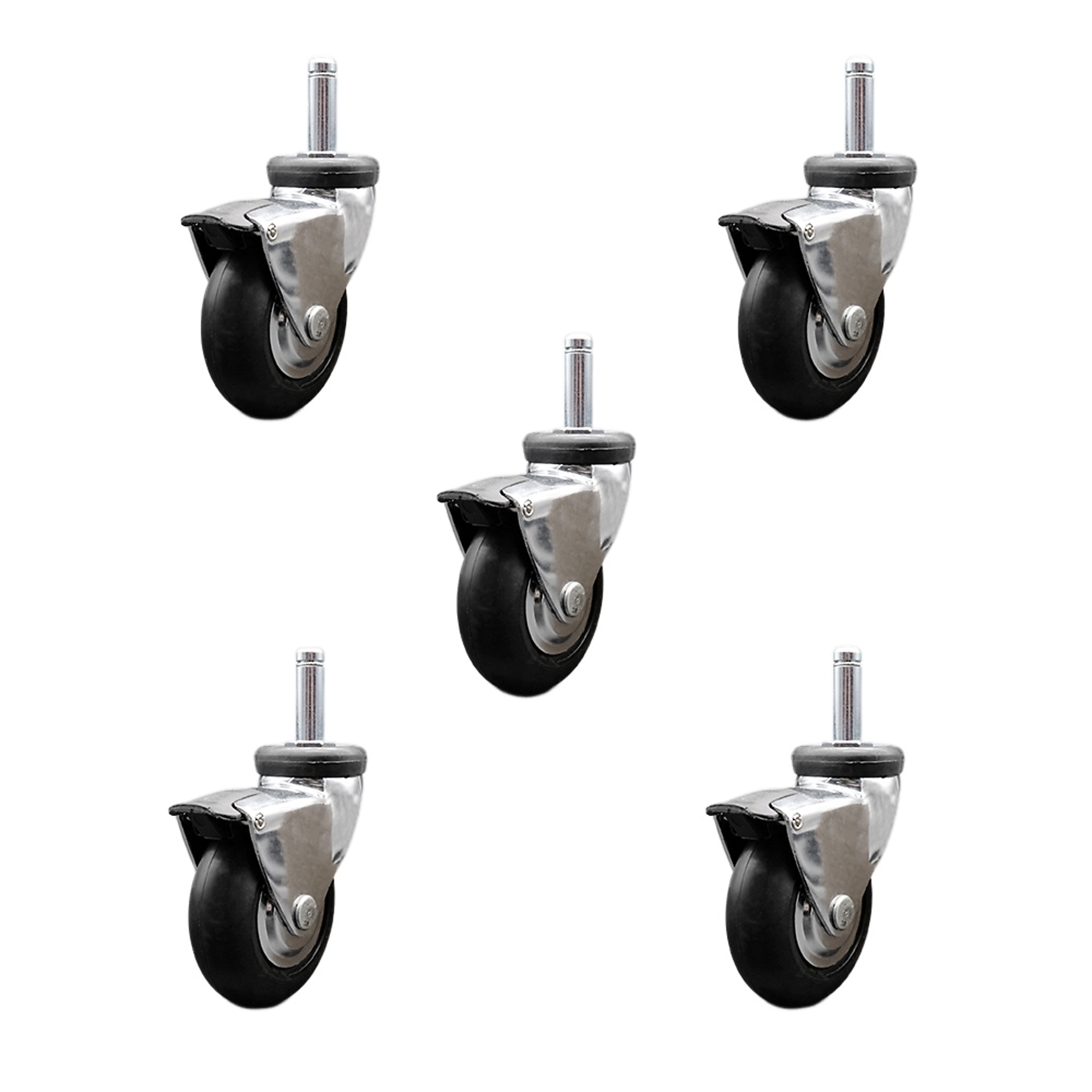 Service Caster, 3Inch x 15/16Inch Stem Casters, Wheel Diameter 3 in, Caster Type Swivel, Package (qty.) 5, Model SCC-GR03S310-NPRB-BC-B-716138-5