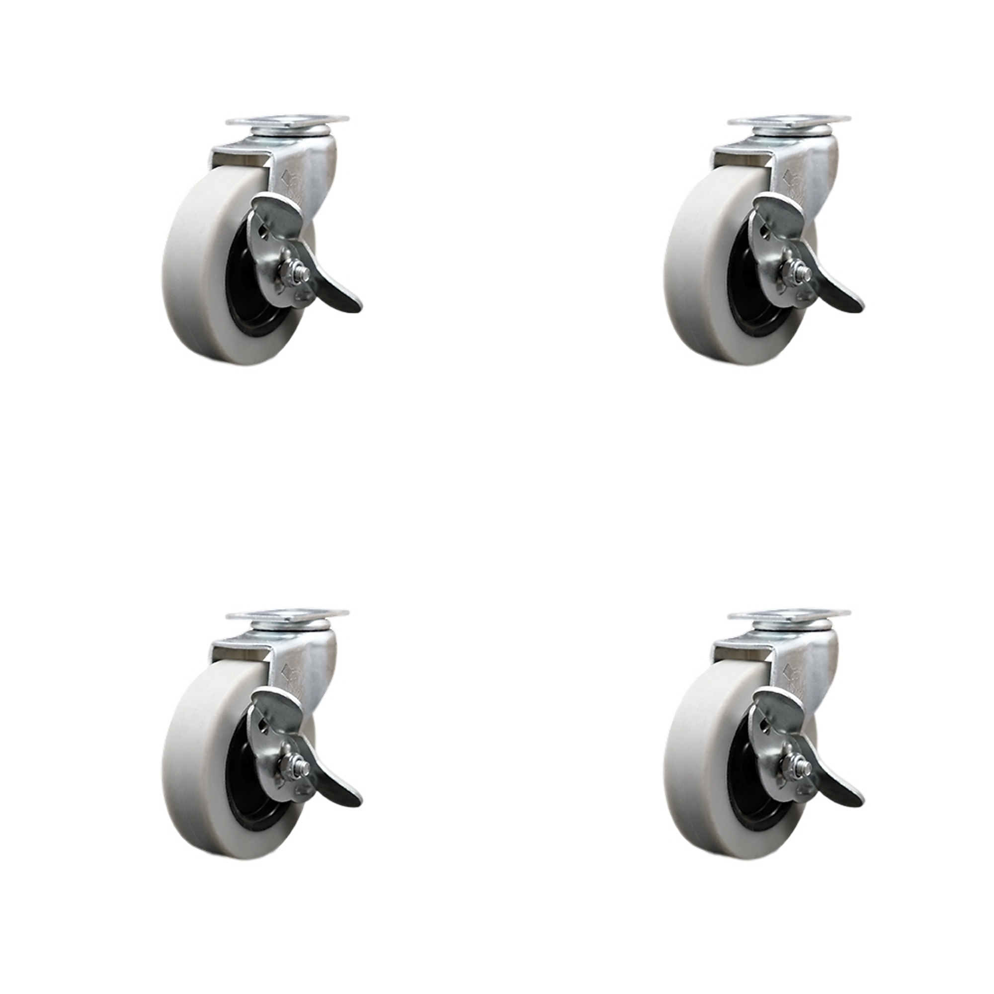 Service Caster, 3Inch Plate Casters, Wheel Diameter 3 in, Caster Type Swivel, Package (qty.) 4, Model SCC-05S310-TPRS-SLB-4