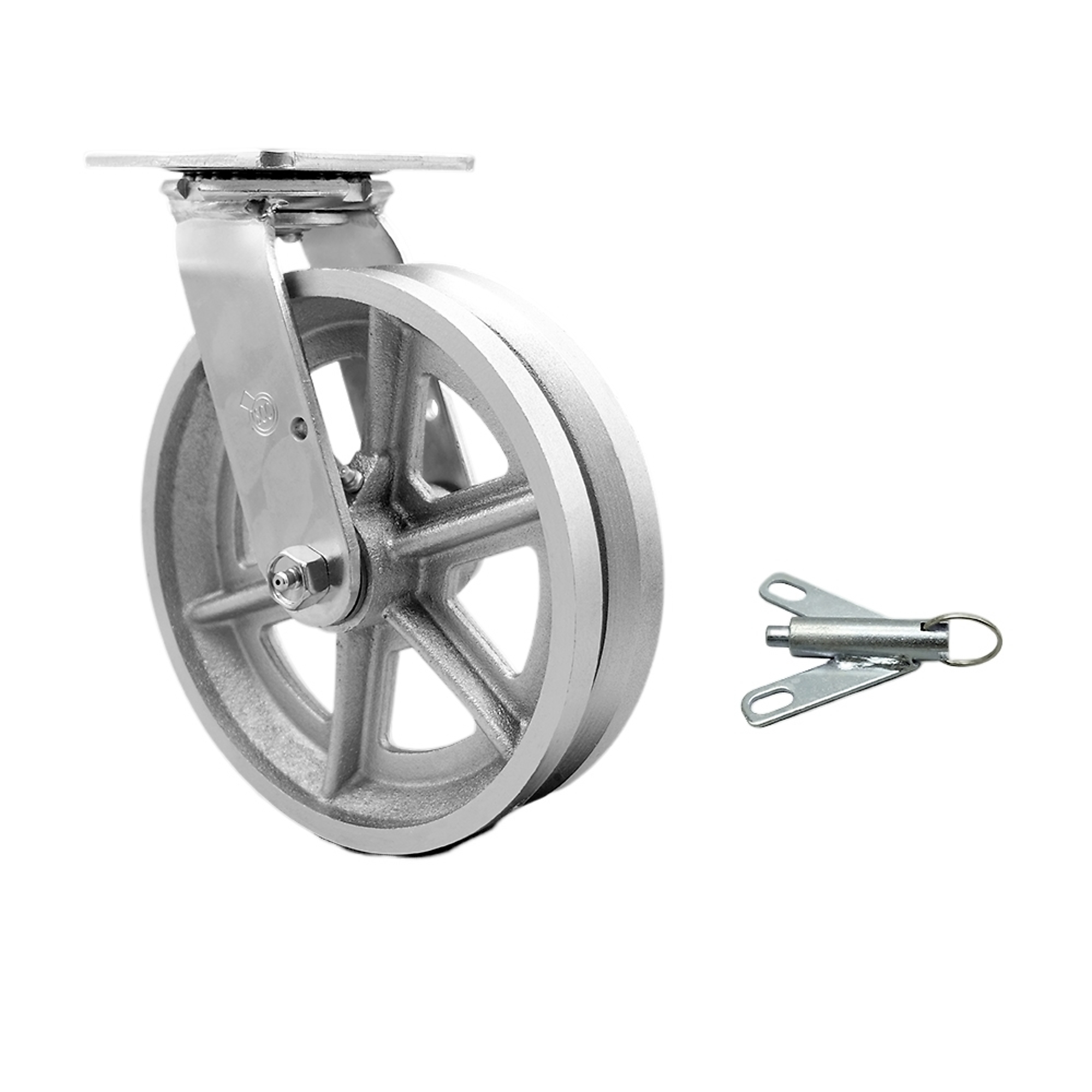 Service Caster, 8Inch x 2Inch Plate Caster, Wheel Diameter 8 in, Caster Type Swivel, Package (qty.) 1, Model SCC-30CS820-VGR-BSL