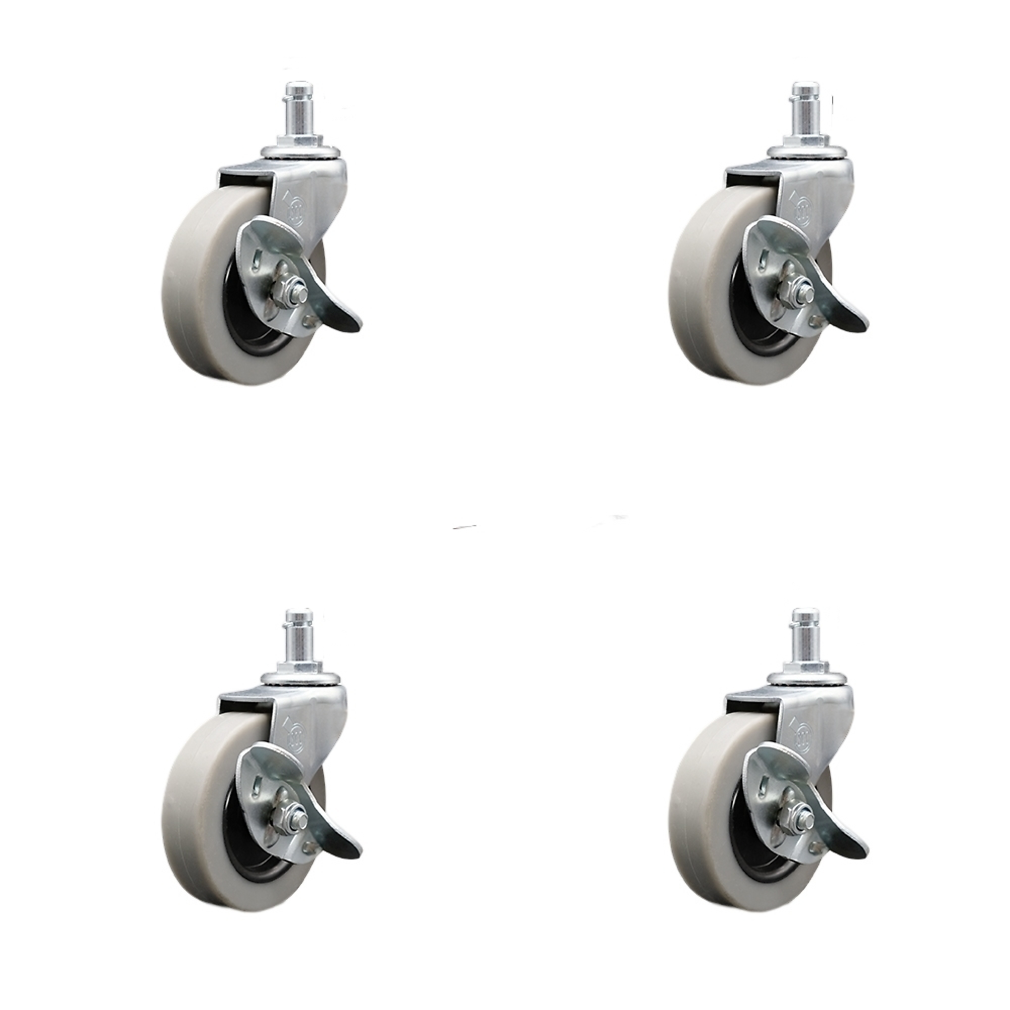 Service Caster, 3Inch Stem Casters, Wheel Diameter 3 in, Caster Type Swivel, Package (qty.) 4, Model SCC-GR05S310-TPRS-SLB-71678-4