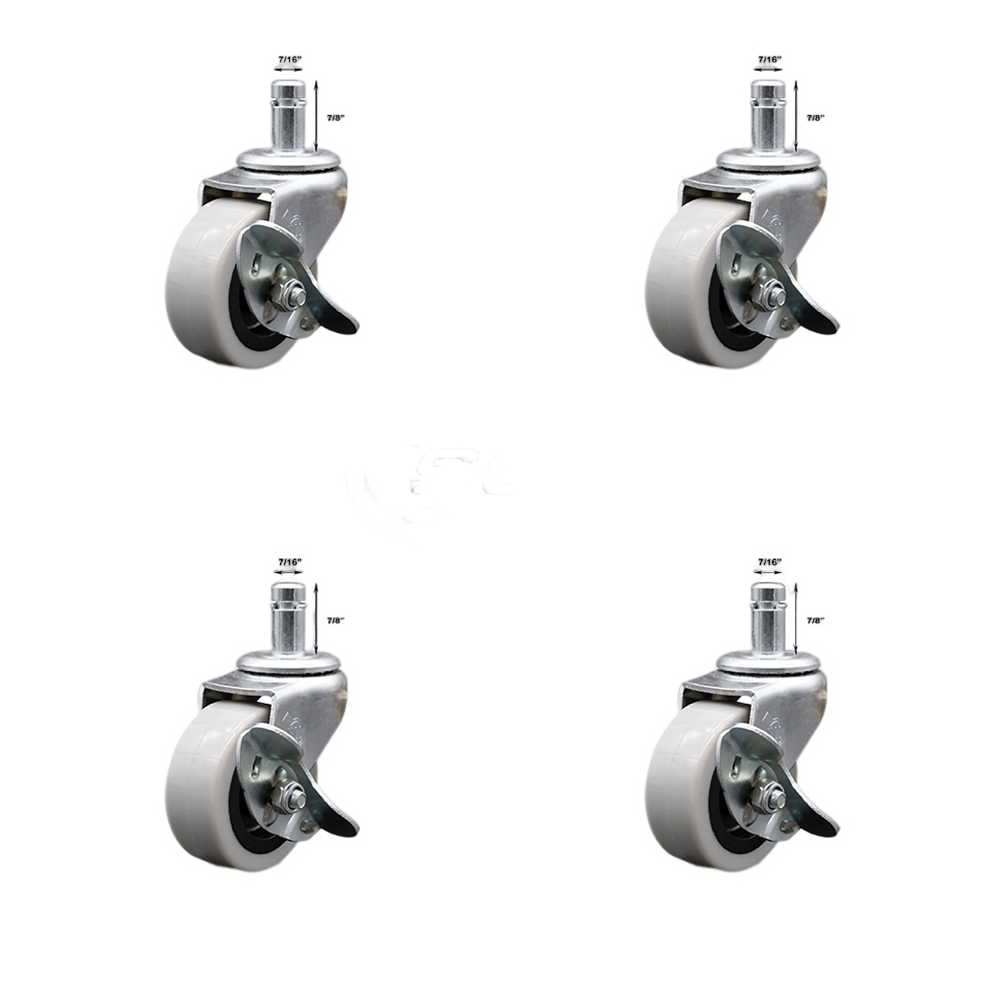 Service Caster, 2Inch Stem Casters, Wheel Diameter 2 in, Caster Type Swivel, Package (qty.) 4, Model SCC-GR05S210-TPRS-SLB-71678-4