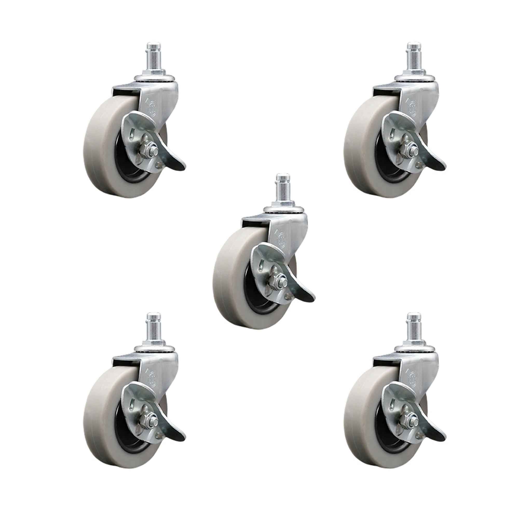 Service Caster, 3Inch Stem Casters, Wheel Diameter 3 in, Caster Type Swivel, Package (qty.) 5, Model SCC-GR05S310-TPRS-SLB-71678-5