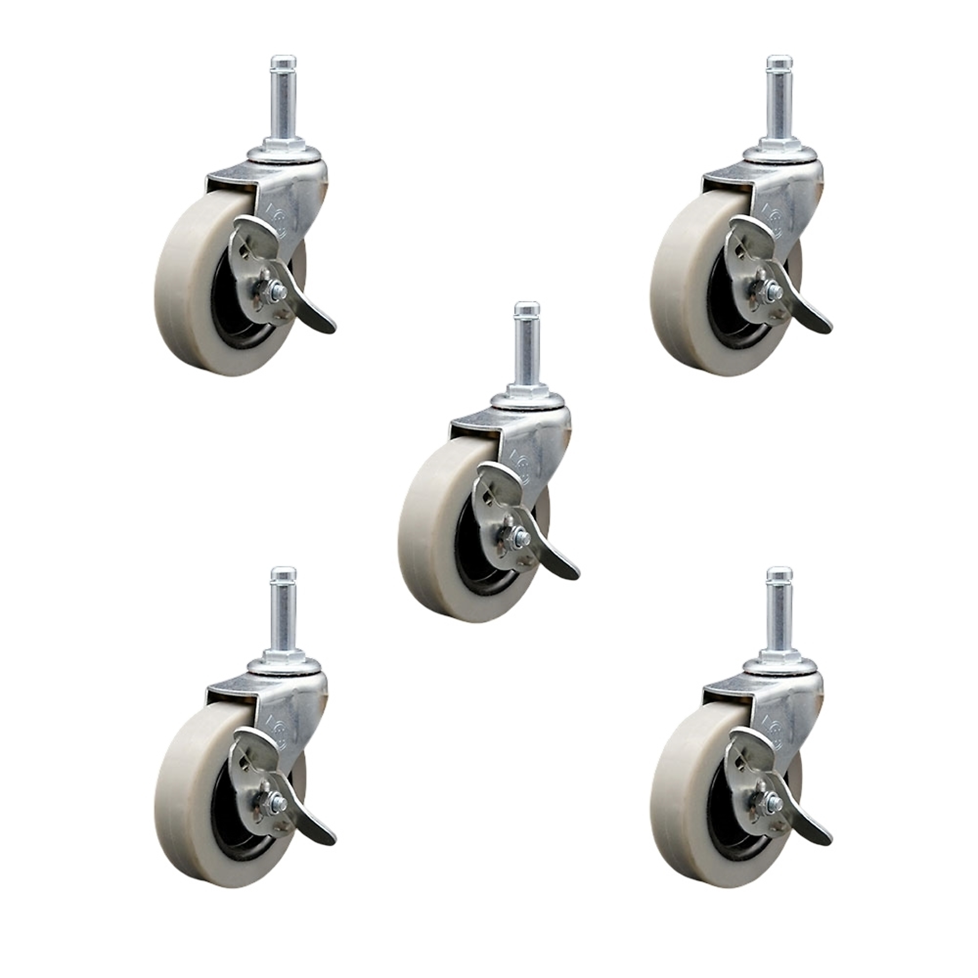 Service Caster, 3Inch Stem Casters, Wheel Diameter 3 in, Caster Type Swivel, Package (qty.) 5, Model SCC-GR05S310-TPRS-SLB-716138-5