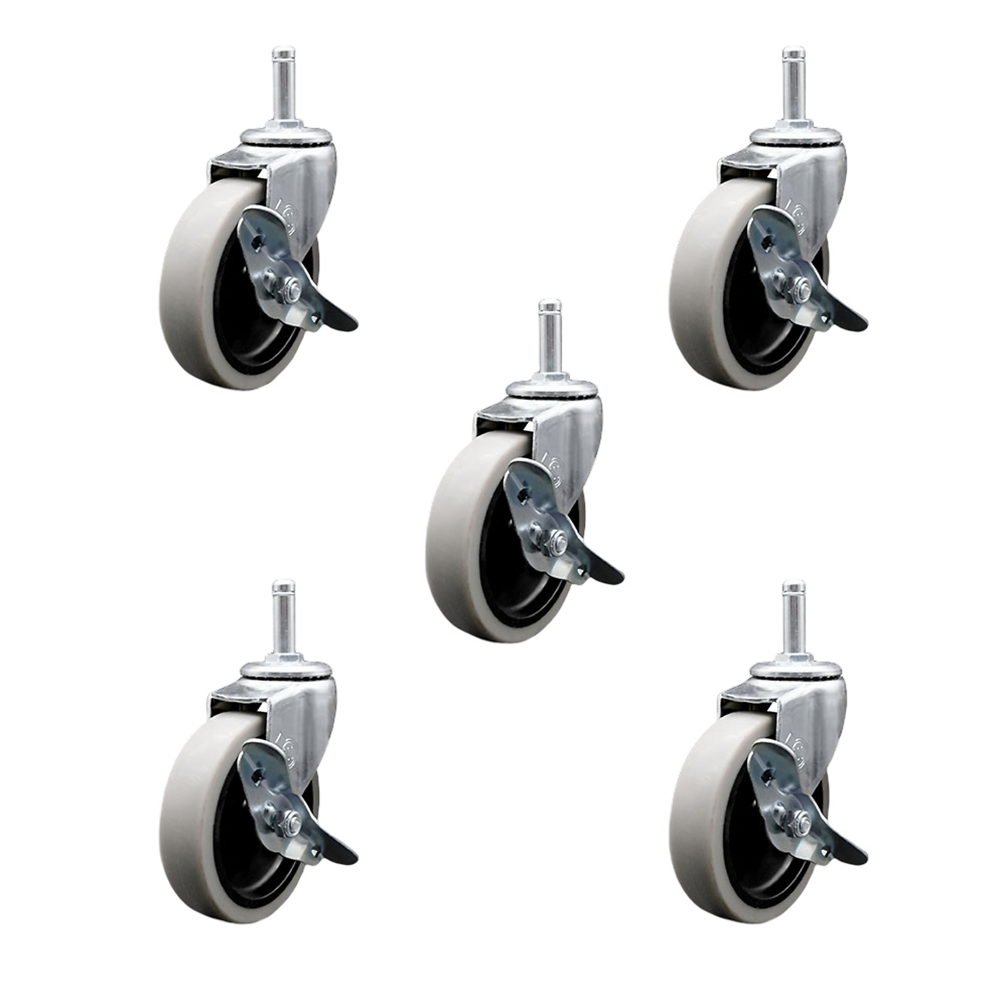 Service Caster, 4Inch Stem Casters, Wheel Diameter 4 in, Caster Type Swivel, Package (qty.) 5, Model SCC-GR05S410-TPRS-SLB-716138-5