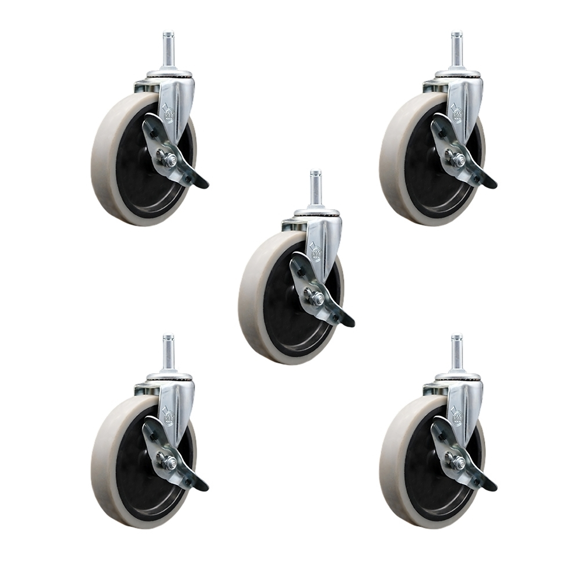 Service Caster, 5Inch Stem Casters, Wheel Diameter 5 in, Caster Type Swivel, Package (qty.) 5, Model SCC-GR05S510-TPRS-SLB-716138-5