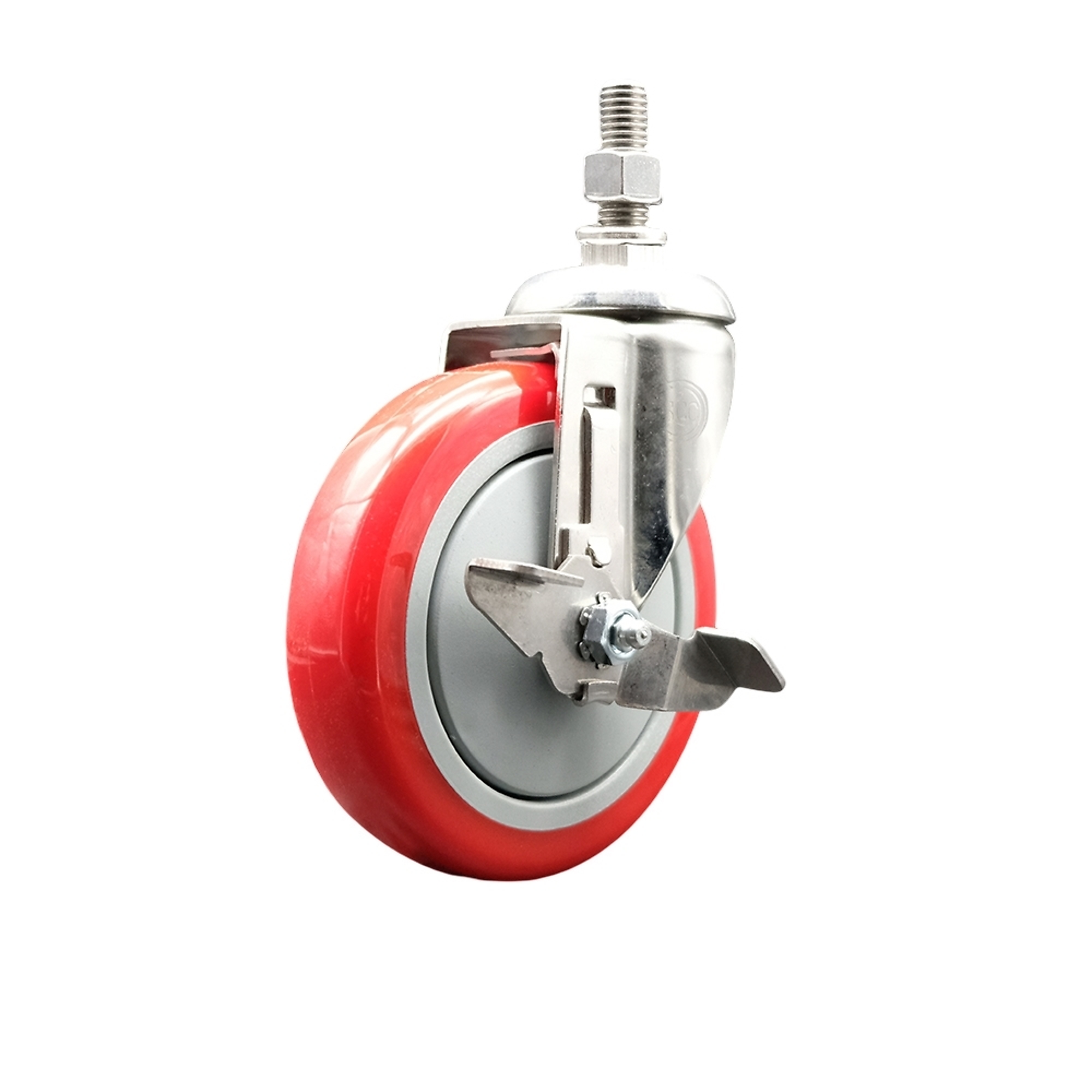 Service Caster, 5Inch x 1 1/4Inch Stem Caster, Wheel Diameter 5 in, Caster Type Swivel, Package (qty.) 1, Model SCC-SS316TS20S514-PPUB-RED-TLB-M1015