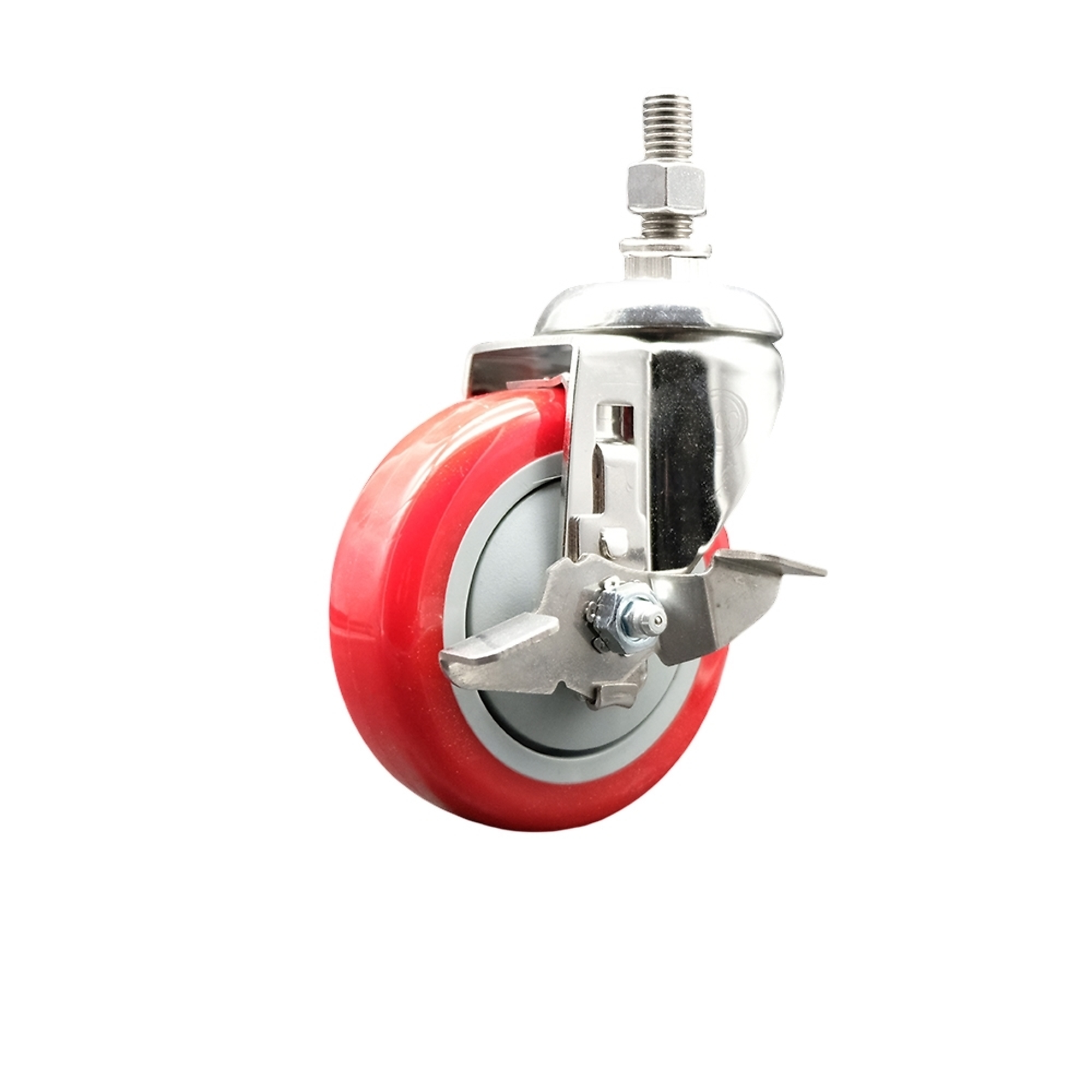 Service Caster, 4Inch x 1 1/4Inch Stem Caster, Wheel Diameter 4 in, Caster Type Swivel, Package (qty.) 1, Model SCC-SS316TS20S414-PPUB-RED-TLB-M1215