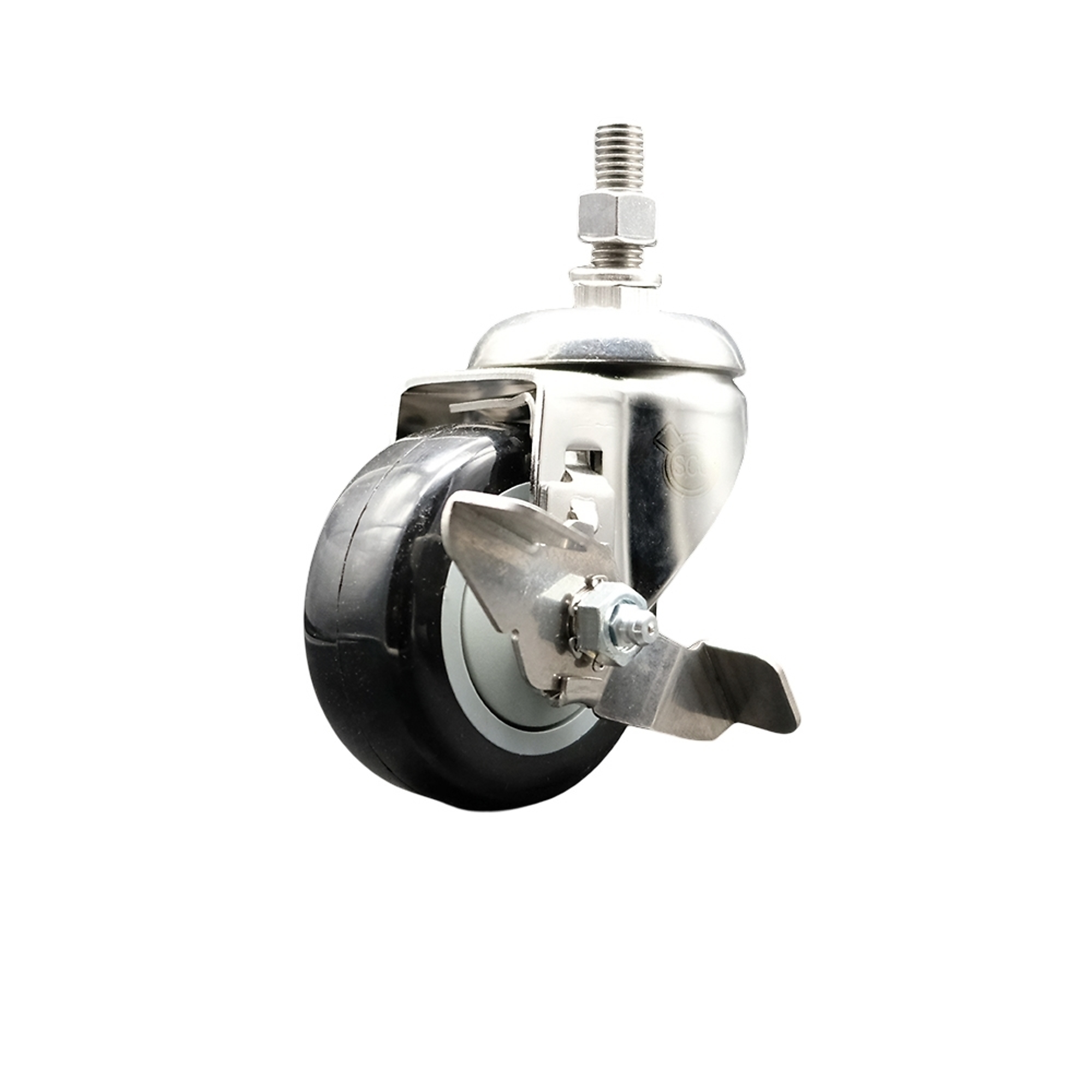 Service Caster, 3Inch x 1 1/4Inch Stem Casters, Wheel Diameter 3 in, Caster Type Swivel, Package (qty.) 1, Model SS316TS20S314-PPUB-BLK-TLB-121315