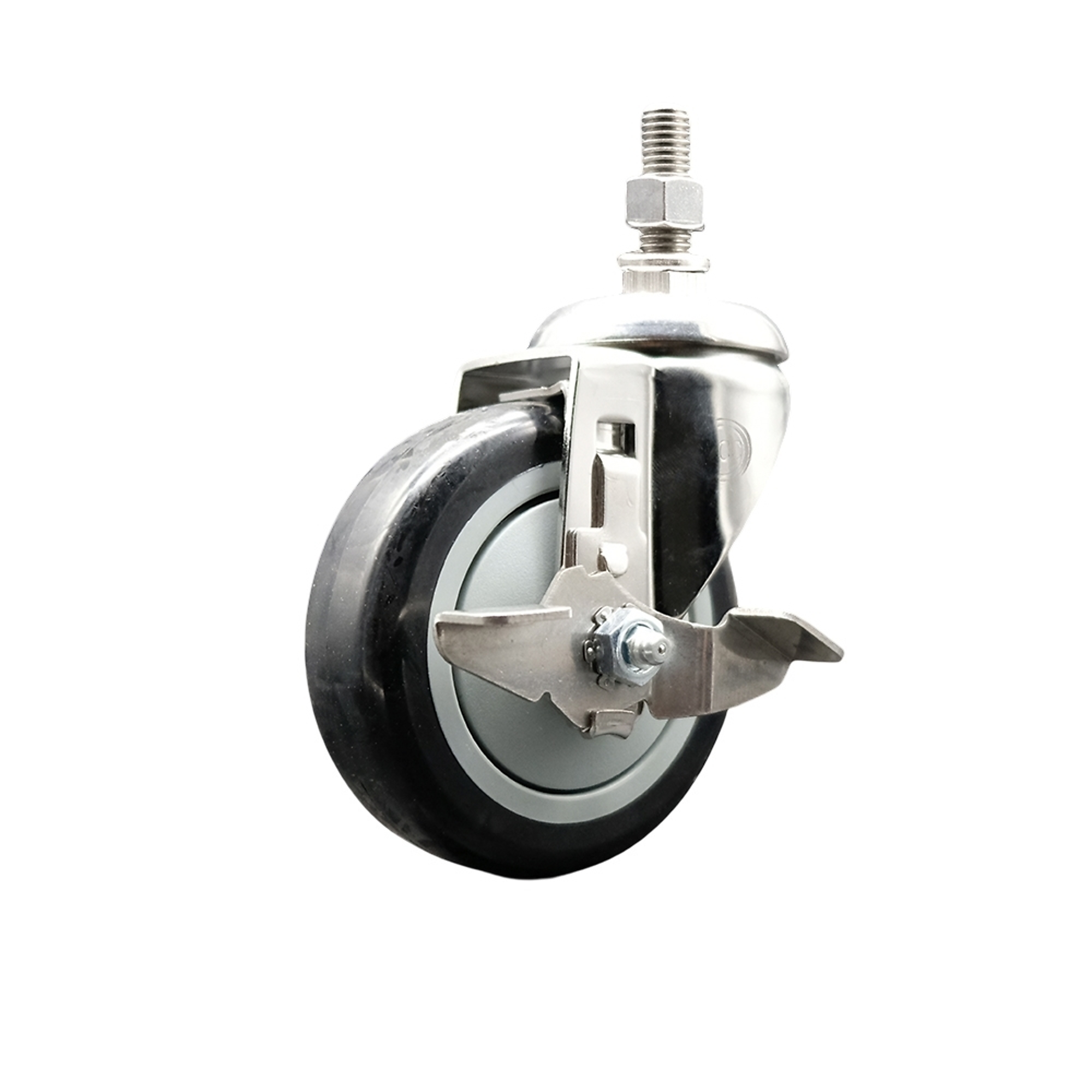 Service Caster, 4Inch x 1 1/4Inch Stem Casters, Wheel Diameter 4 in, Caster Type Swivel, Package (qty.) 1, Model SS316TS20S414-PPUB-BLK-TLB-121315