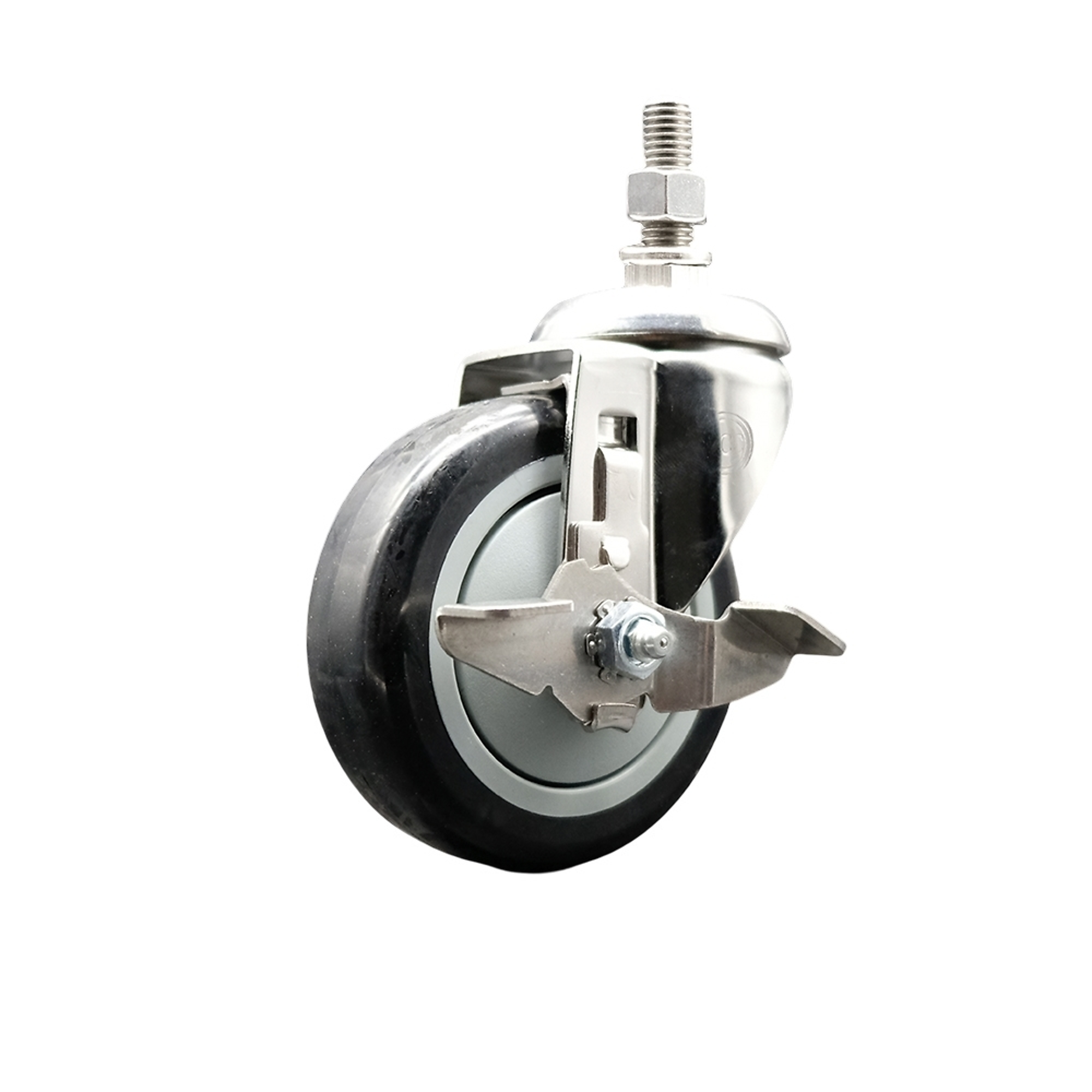 Service Caster, 4Inch x 1 1/4Inch Stem Casters, Wheel Diameter 4 in, Caster Type Swivel, Package (qty.) 1, Model SS316TS20S414-PPUB-BLK-TLB-381615