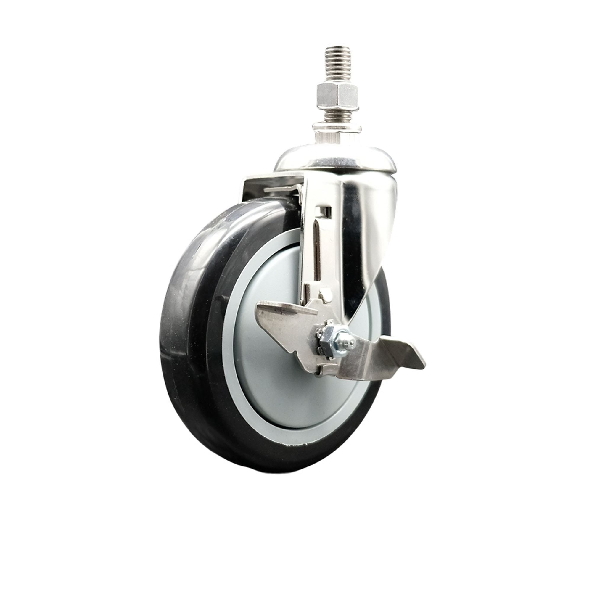 Service Caster, 5Inch x 1 1/4Inch Stem Casters, Wheel Diameter 5 in, Caster Type Swivel, Package (qty.) 1, Model SS316TS20S514-PPUB-BLK-TLB-381615